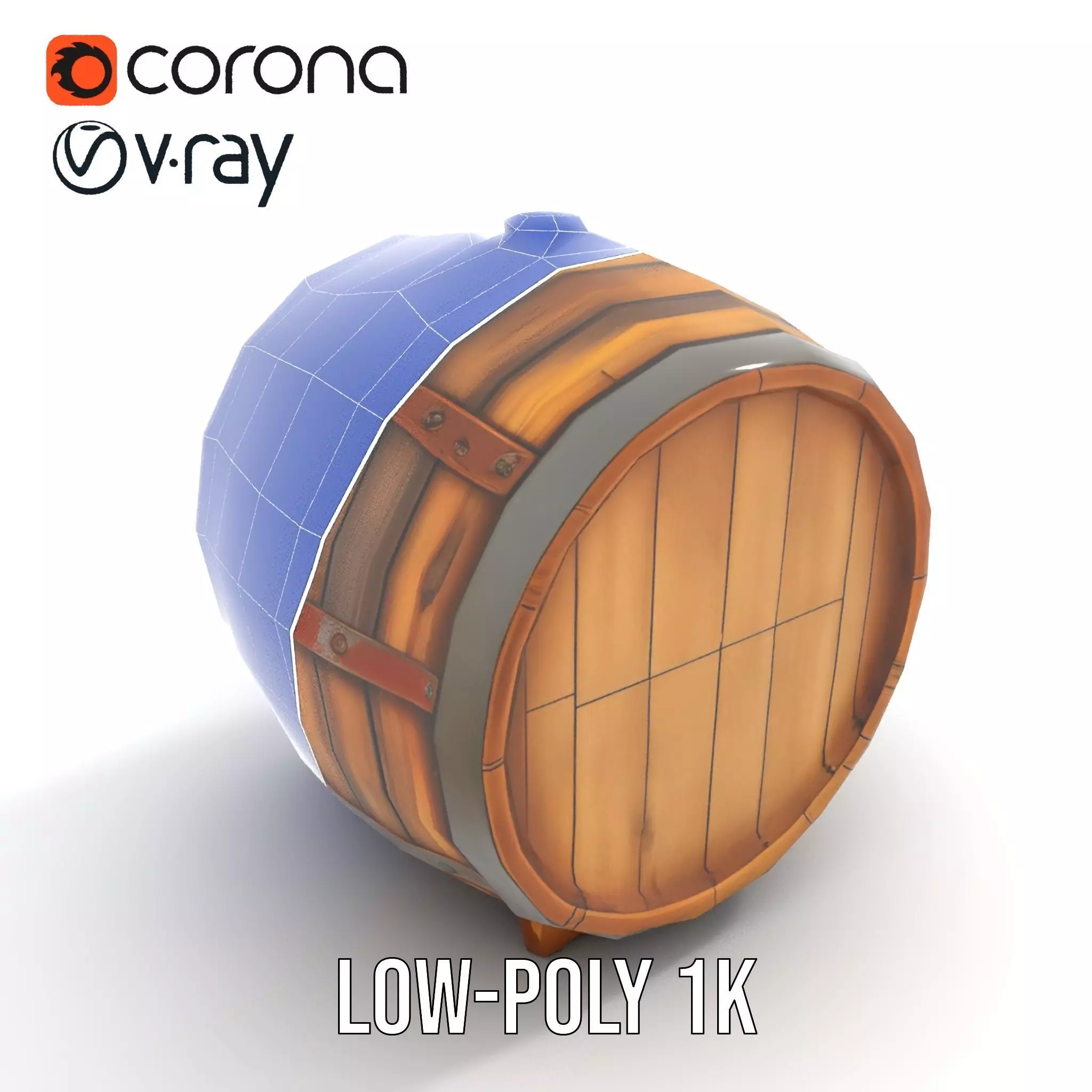 Rustic Wooden Barrel model pack Low-poly 3D model_29