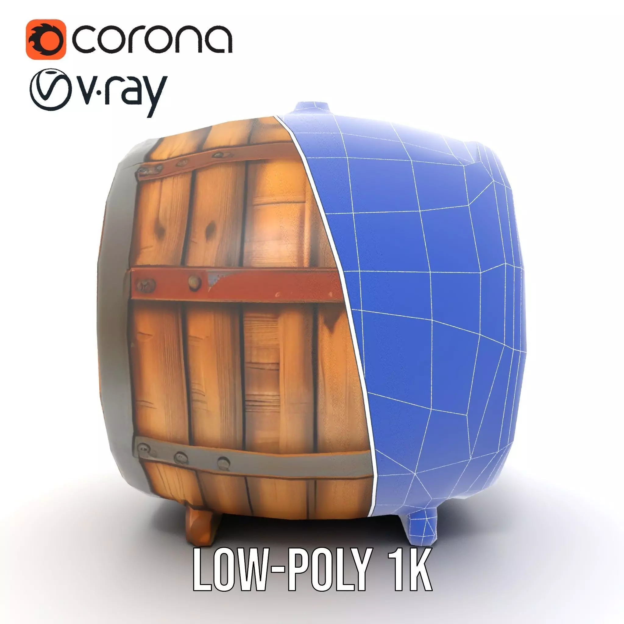 Rustic Wooden Barrel model pack Low-poly 3D model_26