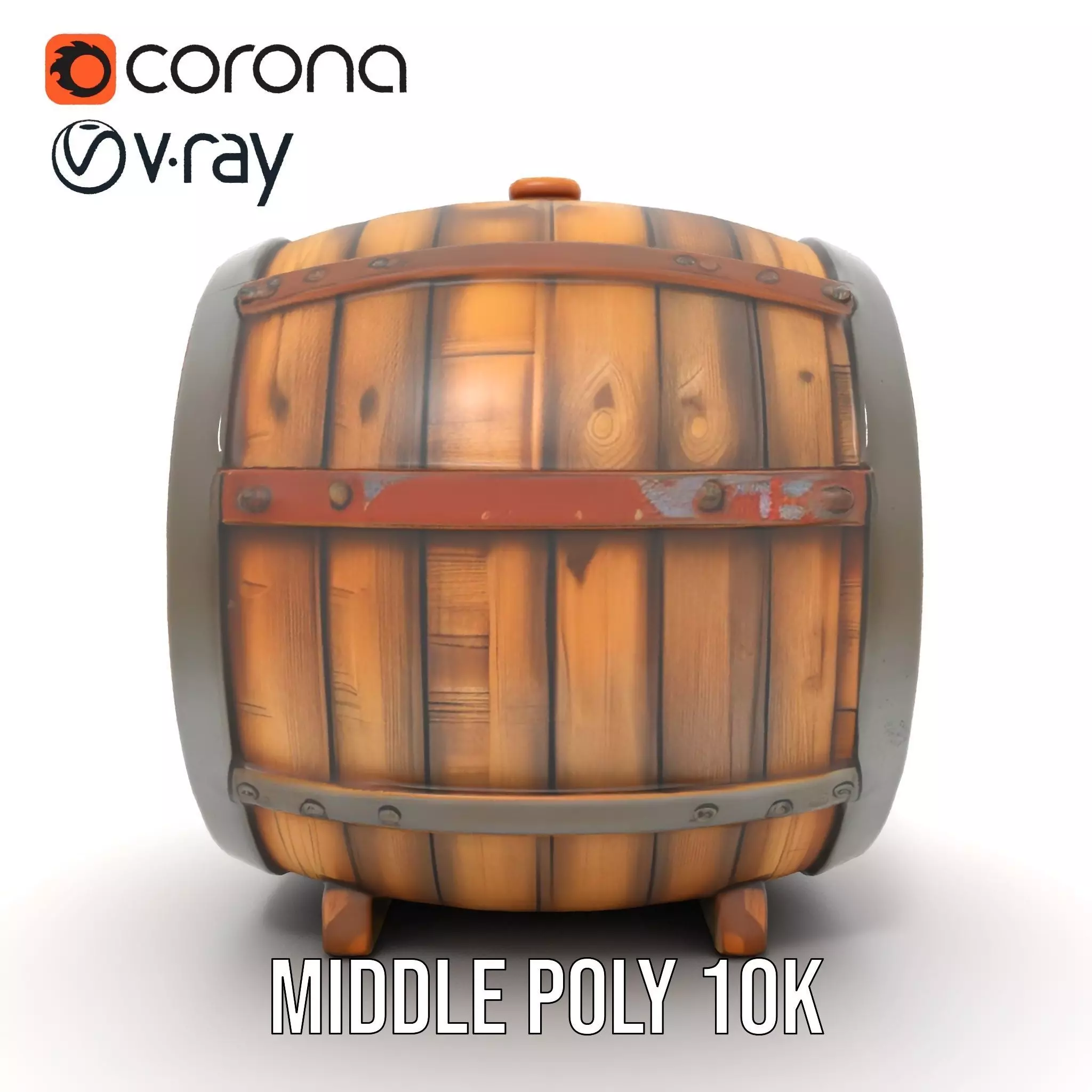 Rustic Wooden Barrel model pack Low-poly 3D model_28