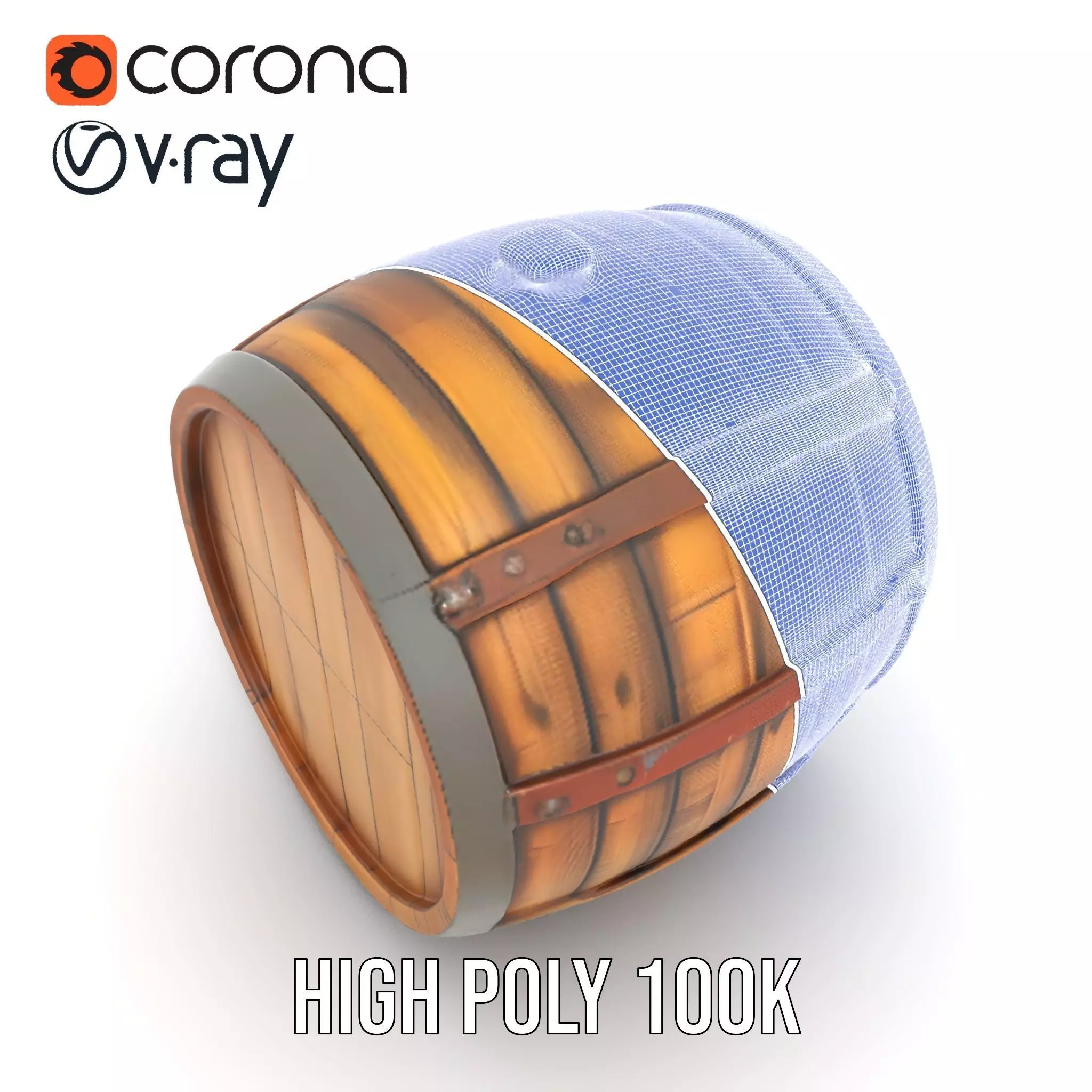 Rustic Wooden Barrel model pack Low-poly 3D model_24