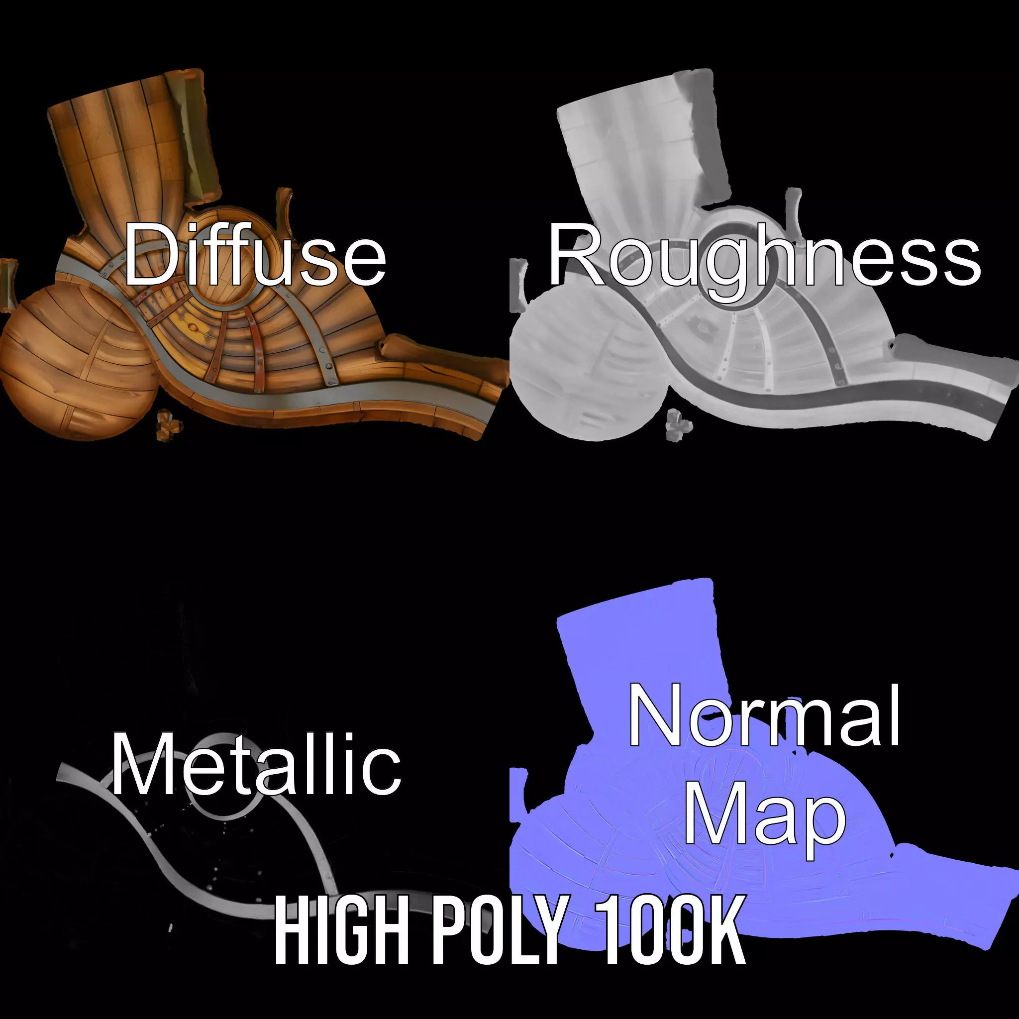 Rustic Wooden Barrel model pack Low-poly 3D model_4