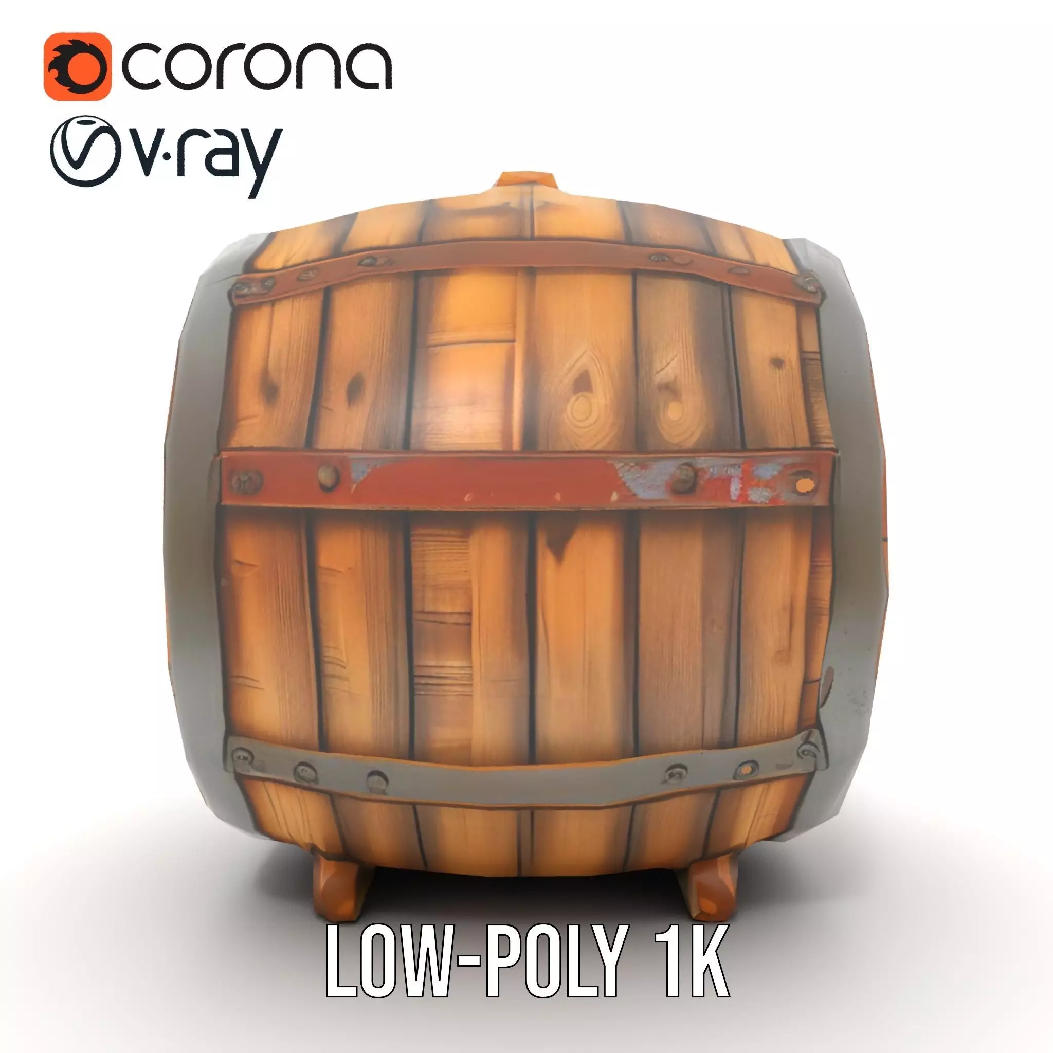 Rustic Wooden Barrel model pack Low-poly 3D model_20