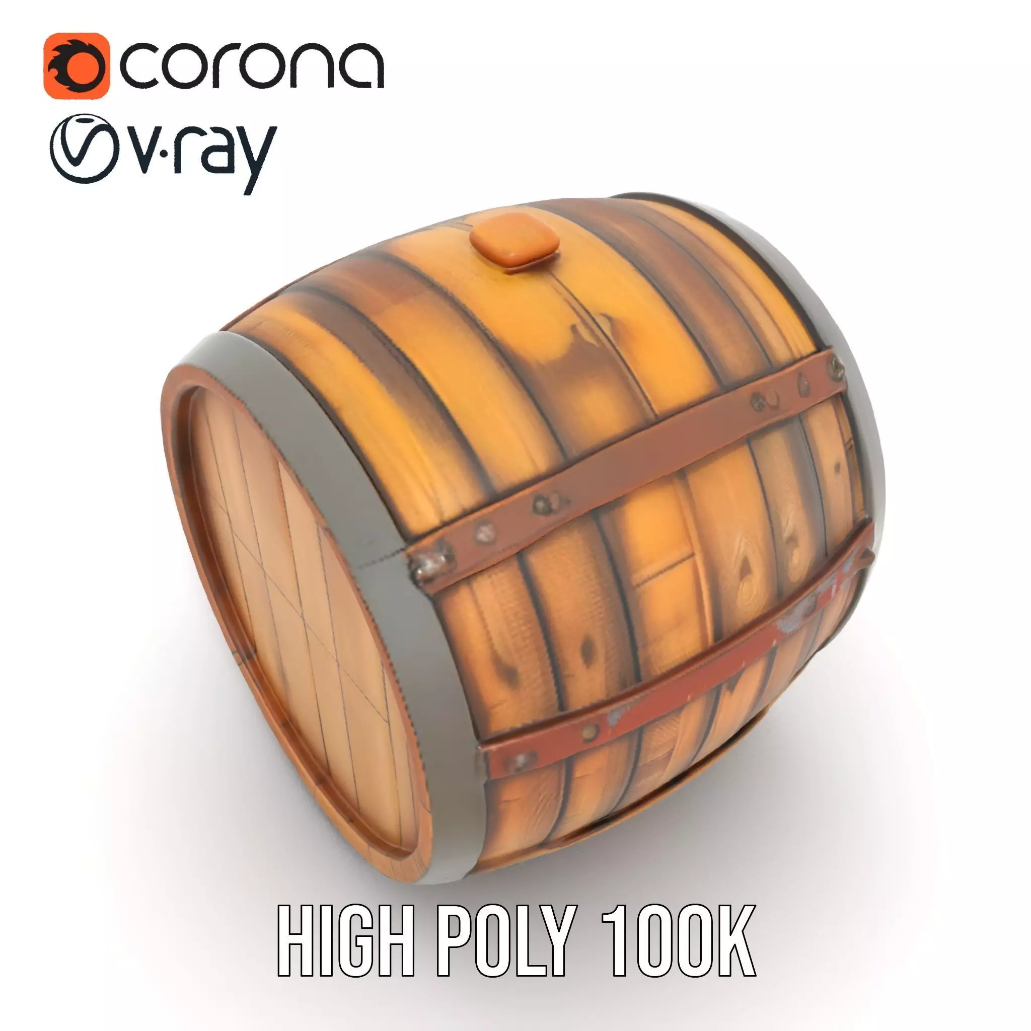 Rustic Wooden Barrel model pack Low-poly 3D model_15
