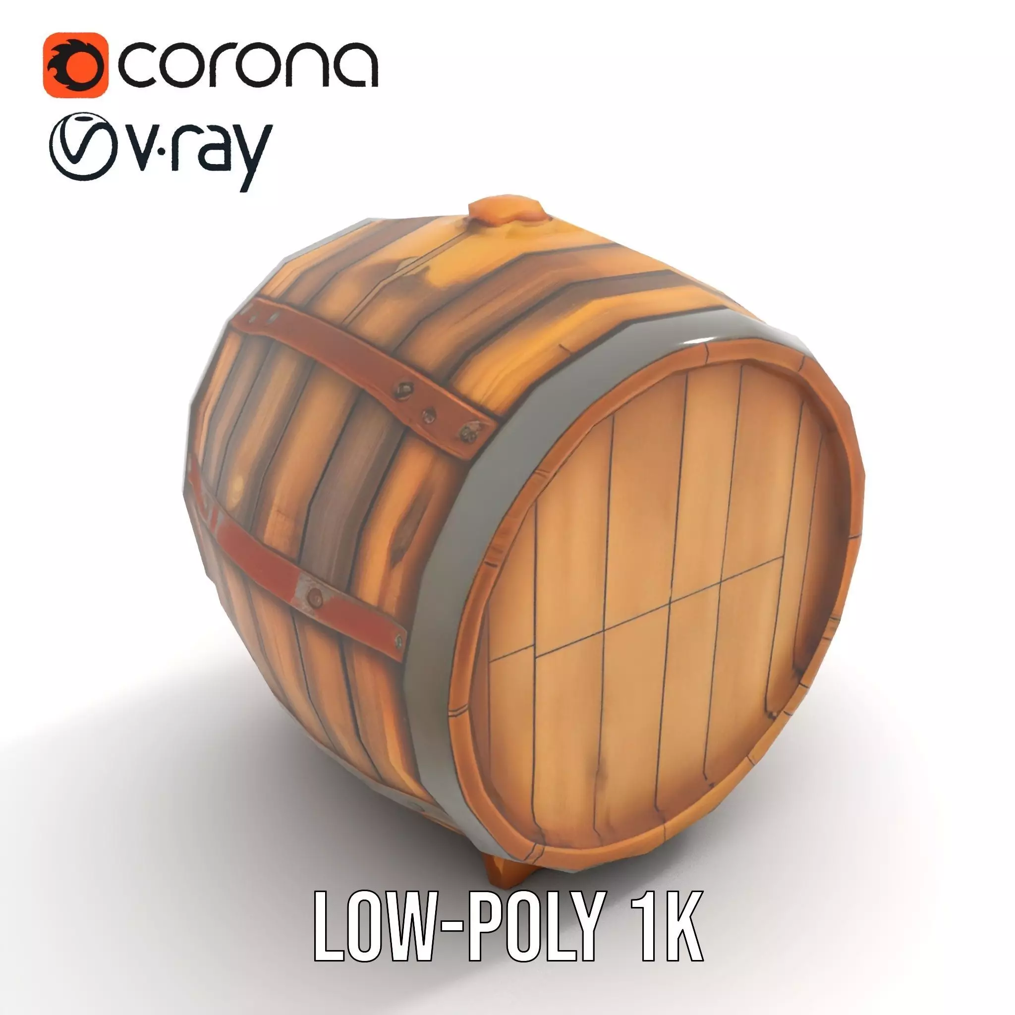 Rustic Wooden Barrel model pack Low-poly 3D model_8