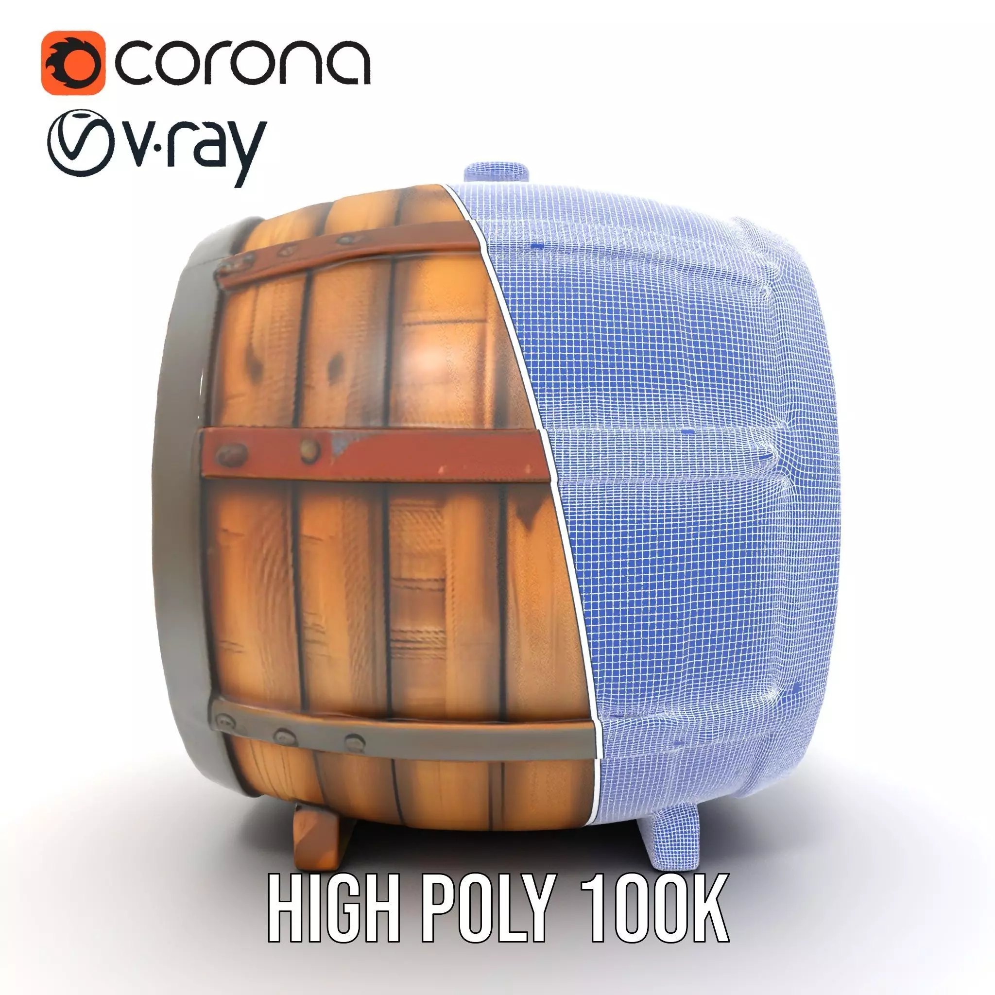 Rustic Wooden Barrel model pack Low-poly 3D model_33