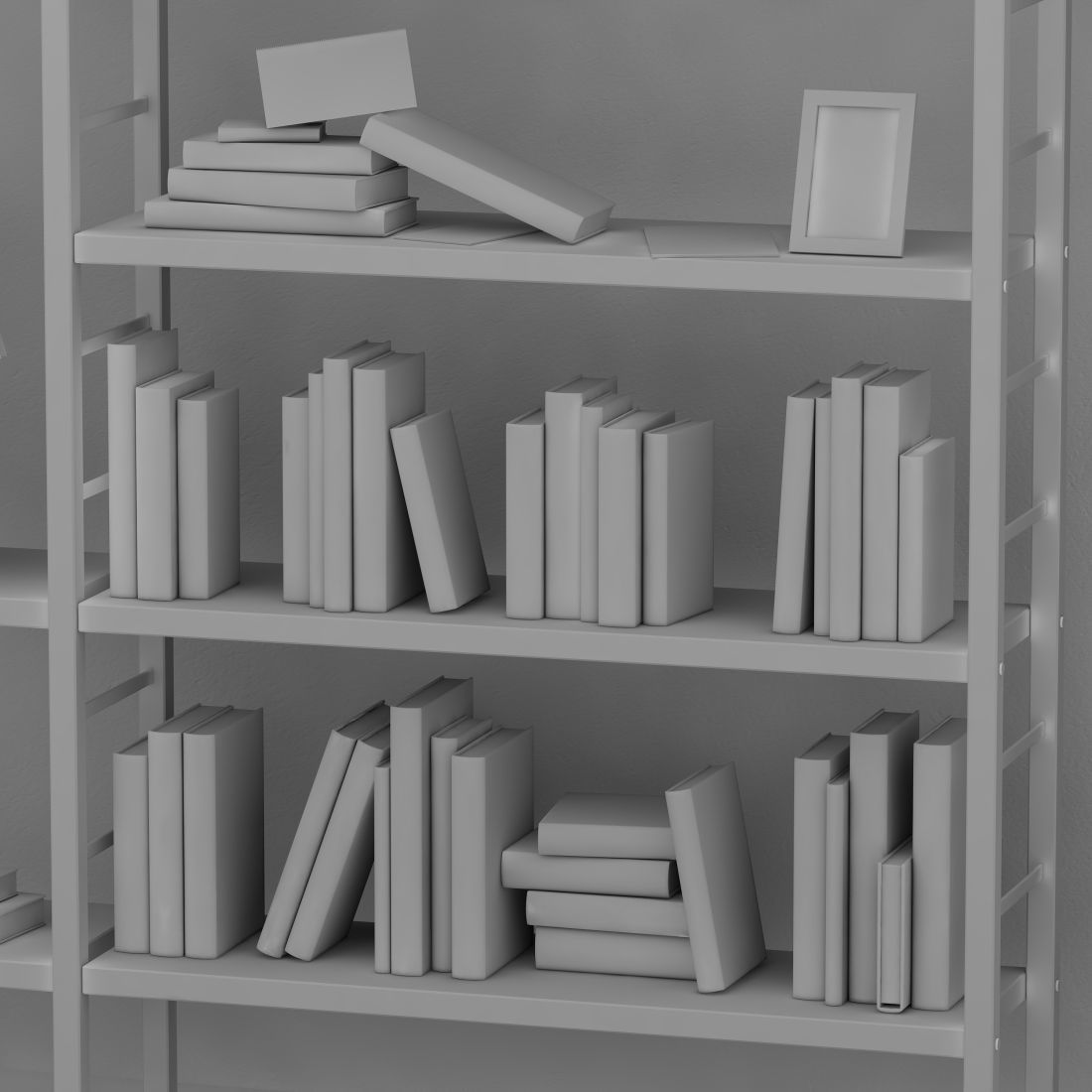 Bookshelf with books and decoration objects 3D model_5