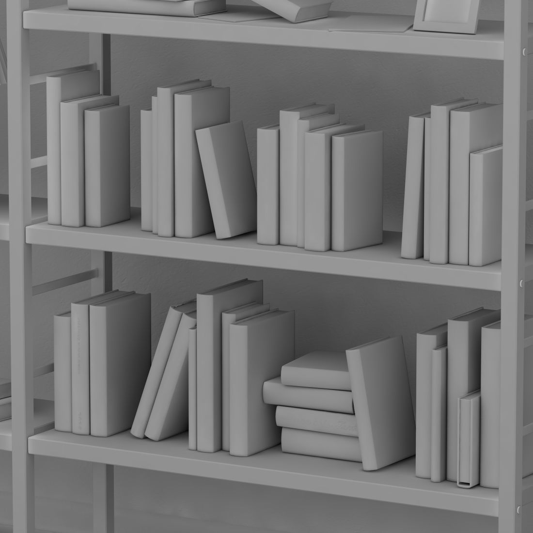 Bookshelf with books and decoration objects 3D model_6
