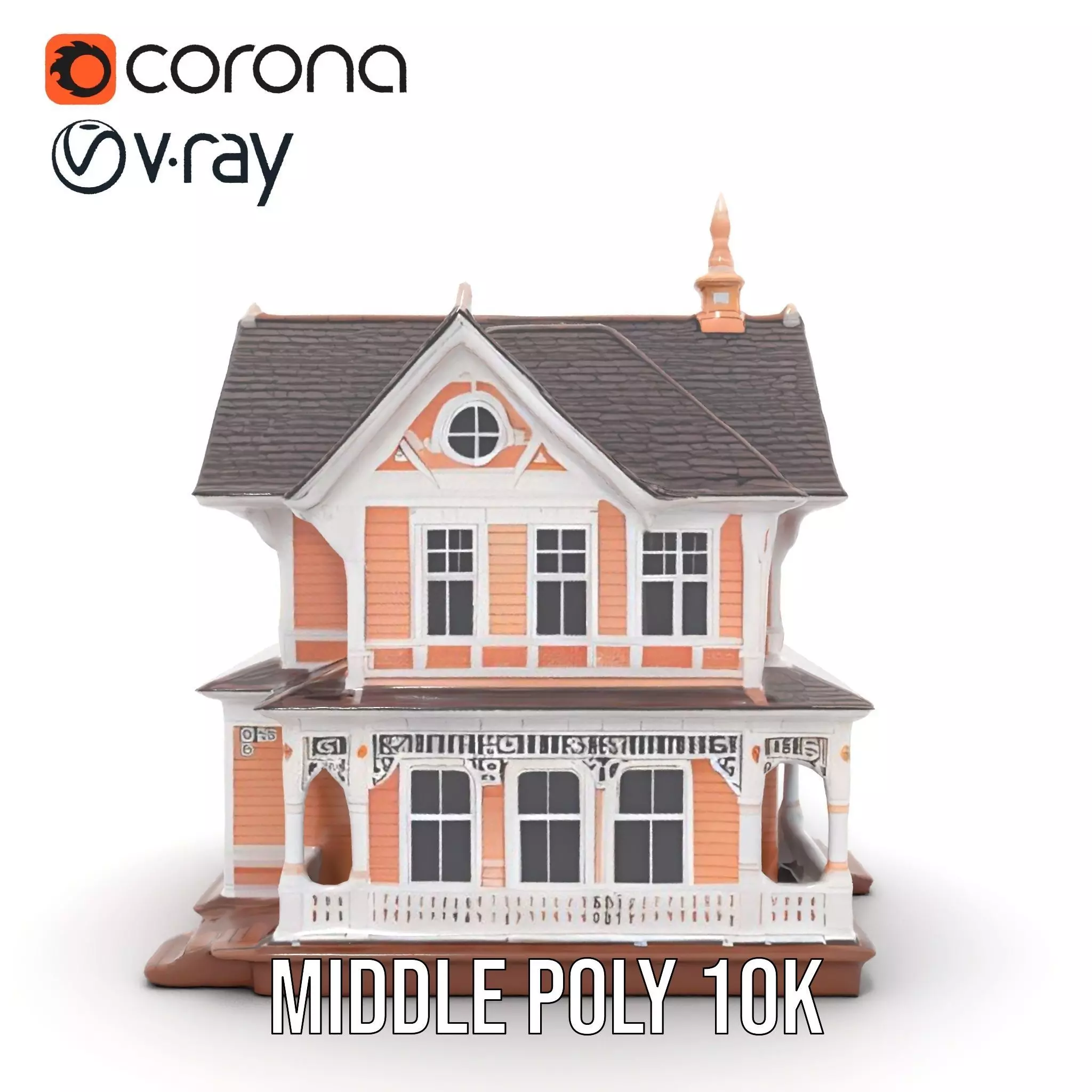 Victorian Peach House model pack Low-poly 3D model_22