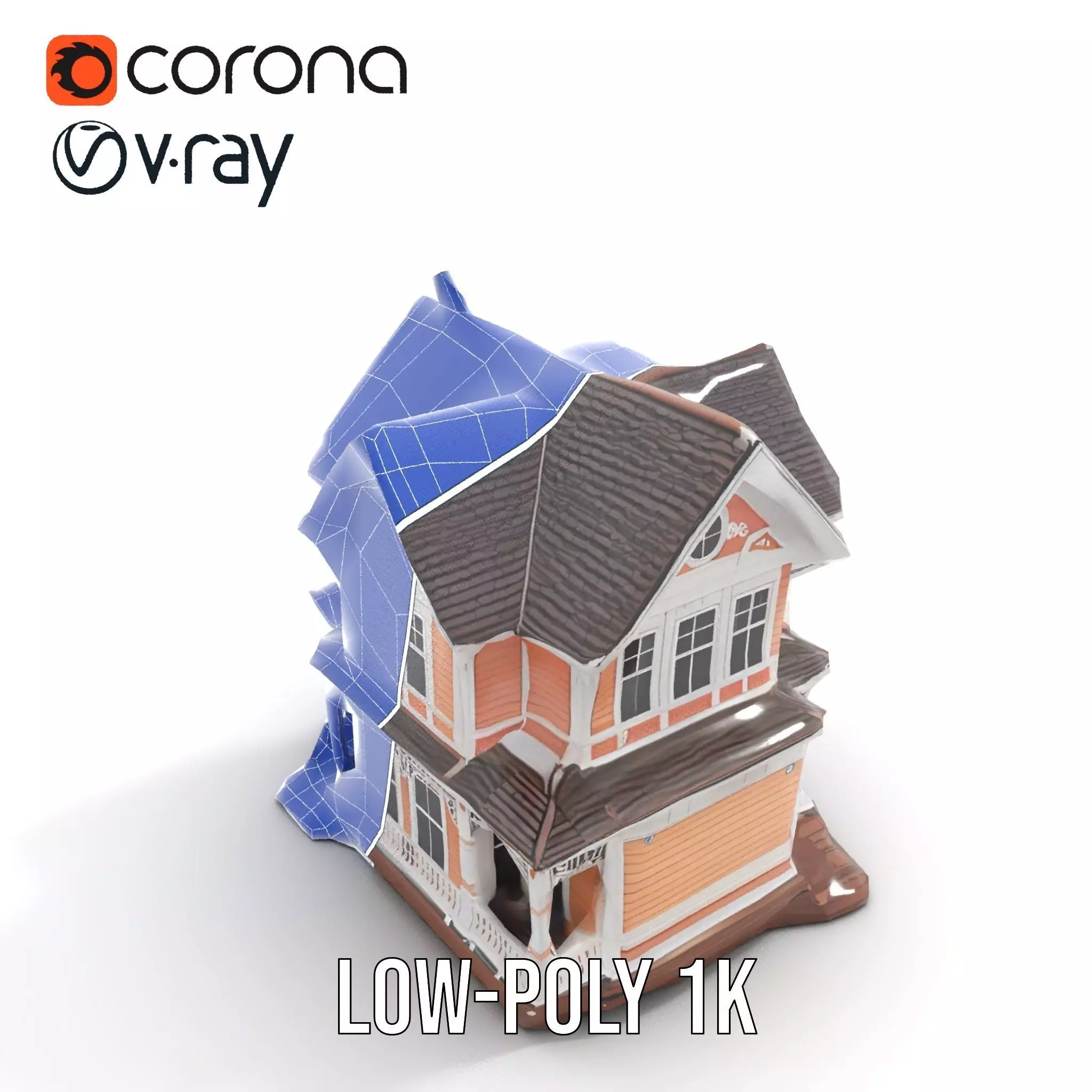 Victorian Peach House model pack Low-poly 3D model_26