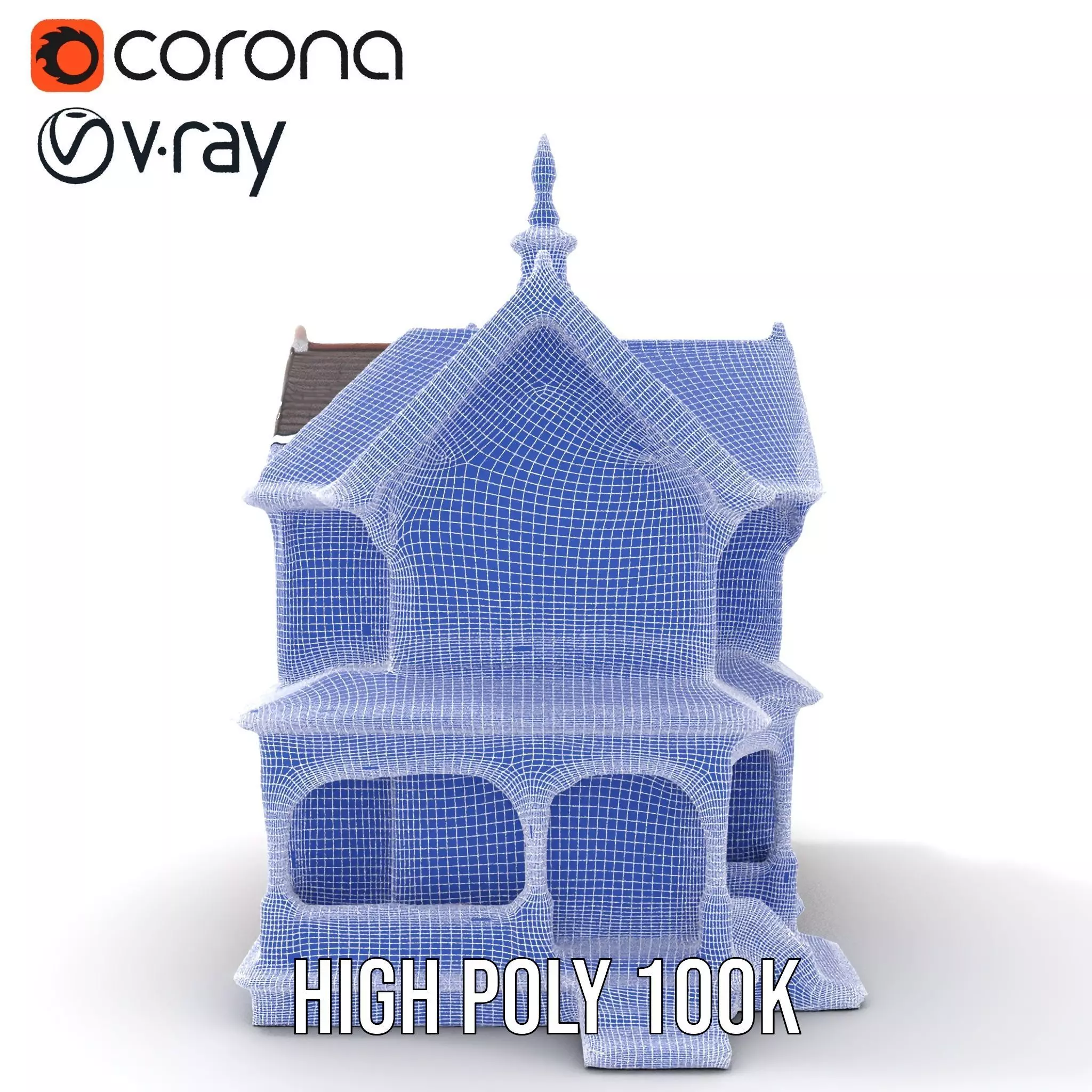 Victorian Peach House model pack Low-poly 3D model_35