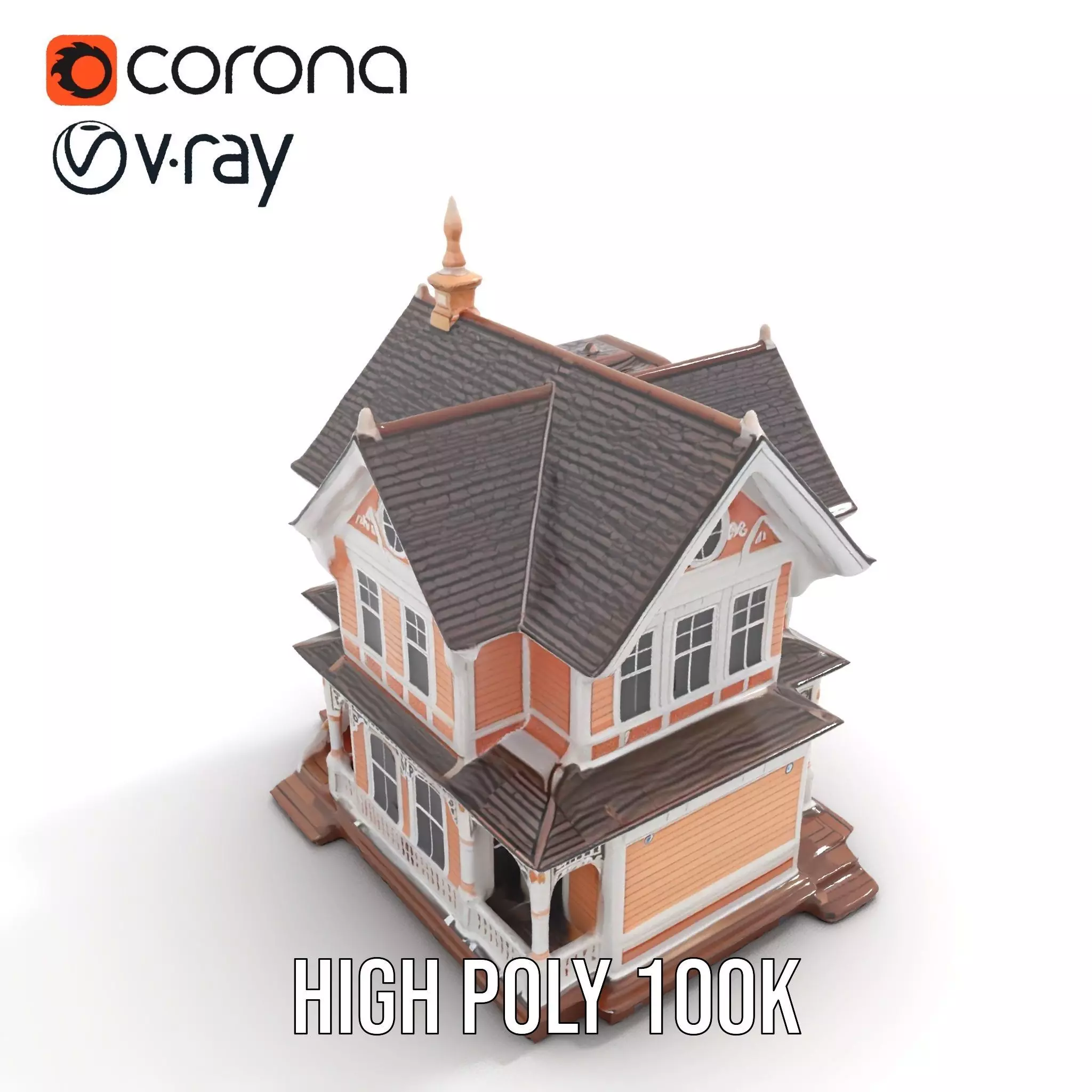 Victorian Peach House model pack Low-poly 3D model_24