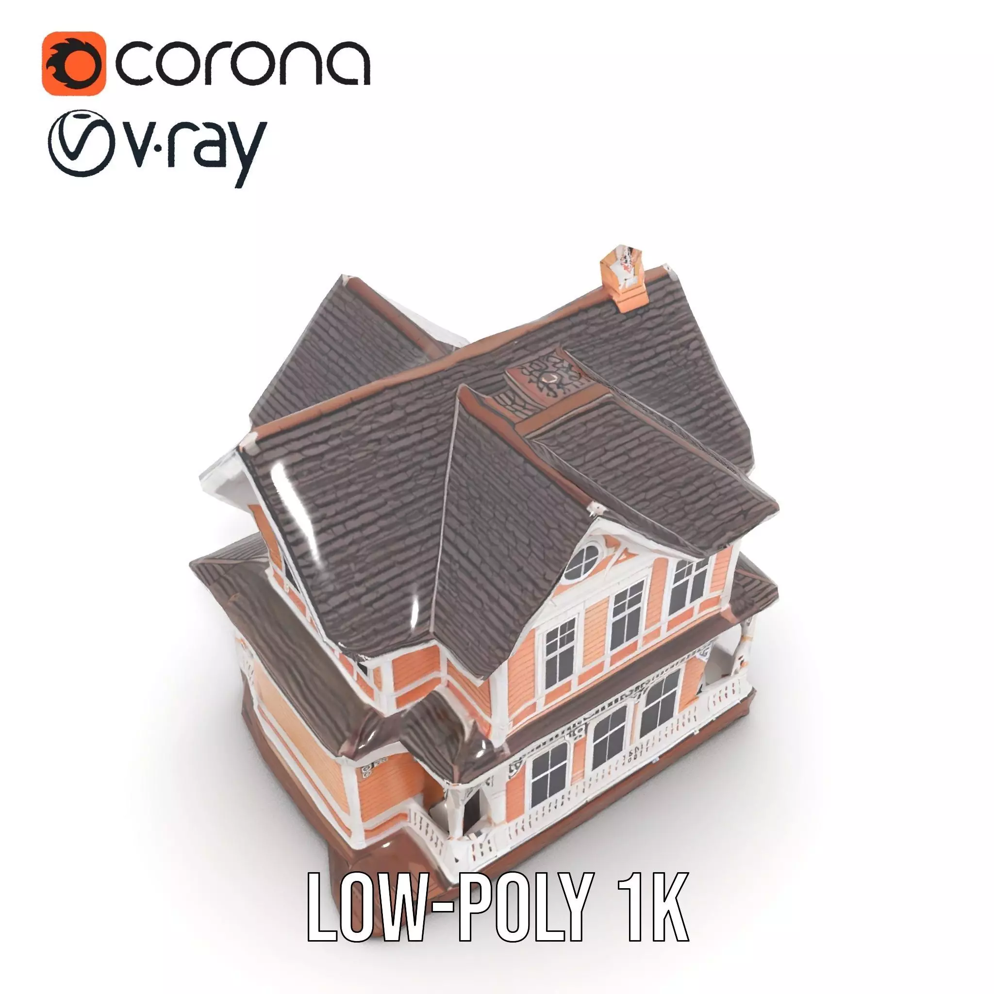 Victorian Peach House model pack Low-poly 3D model_10