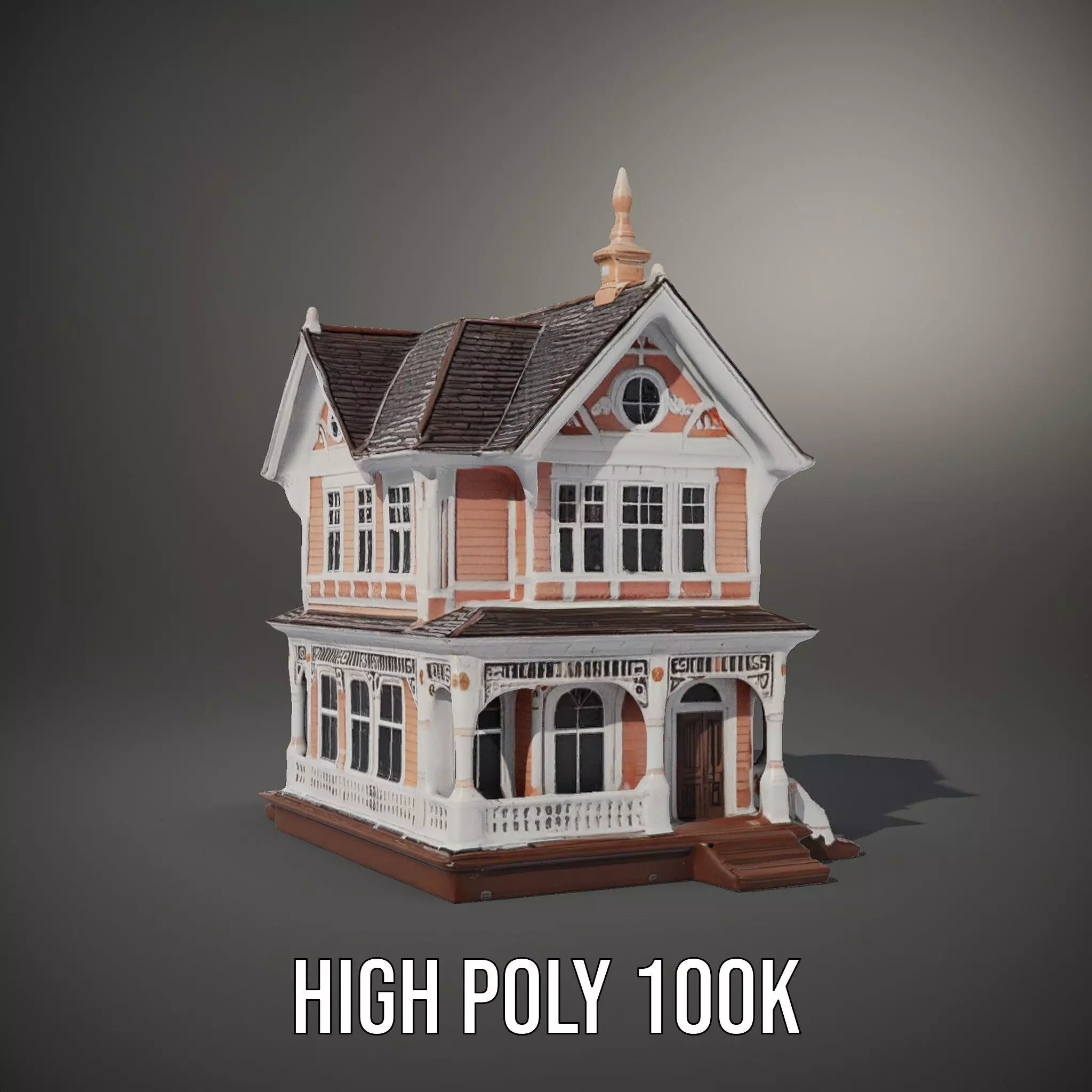 Victorian Peach House model pack Low-poly 3D model_11