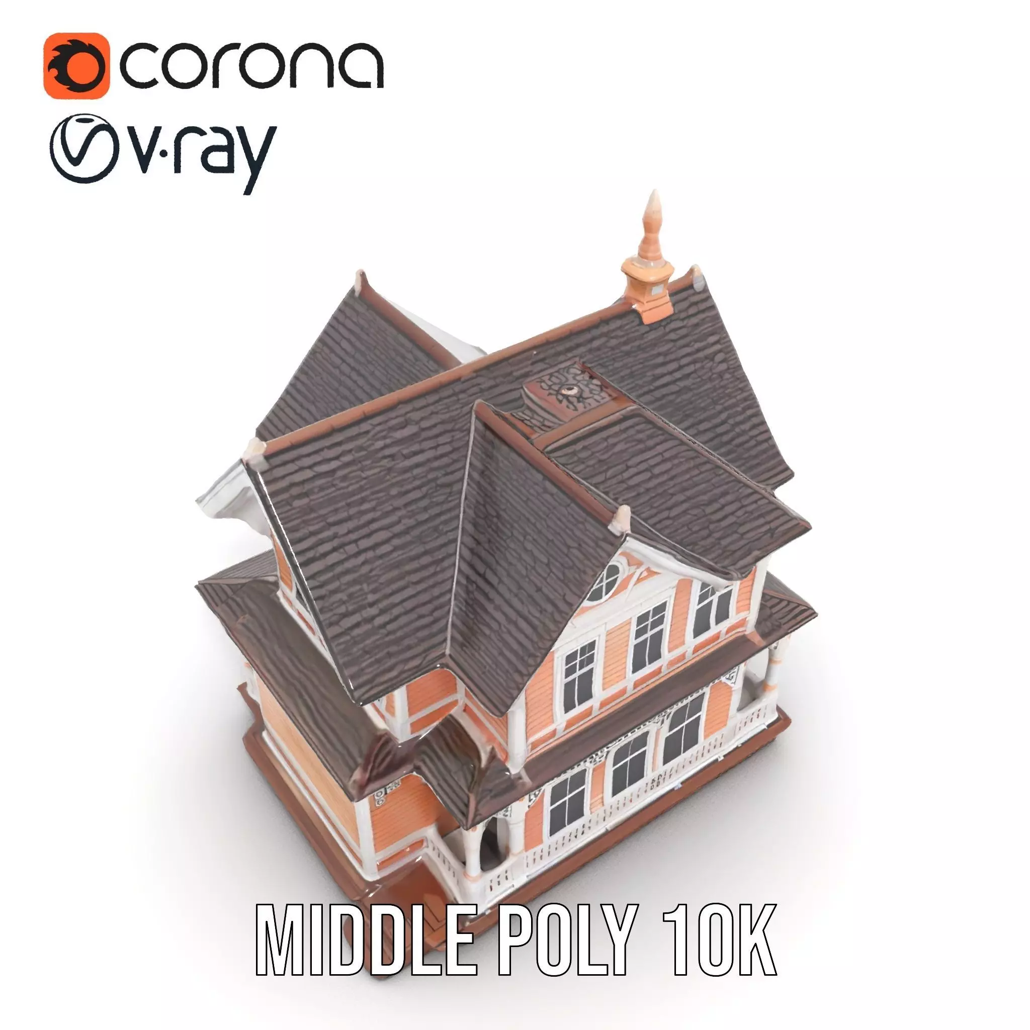Victorian Peach House model pack Low-poly 3D model_12