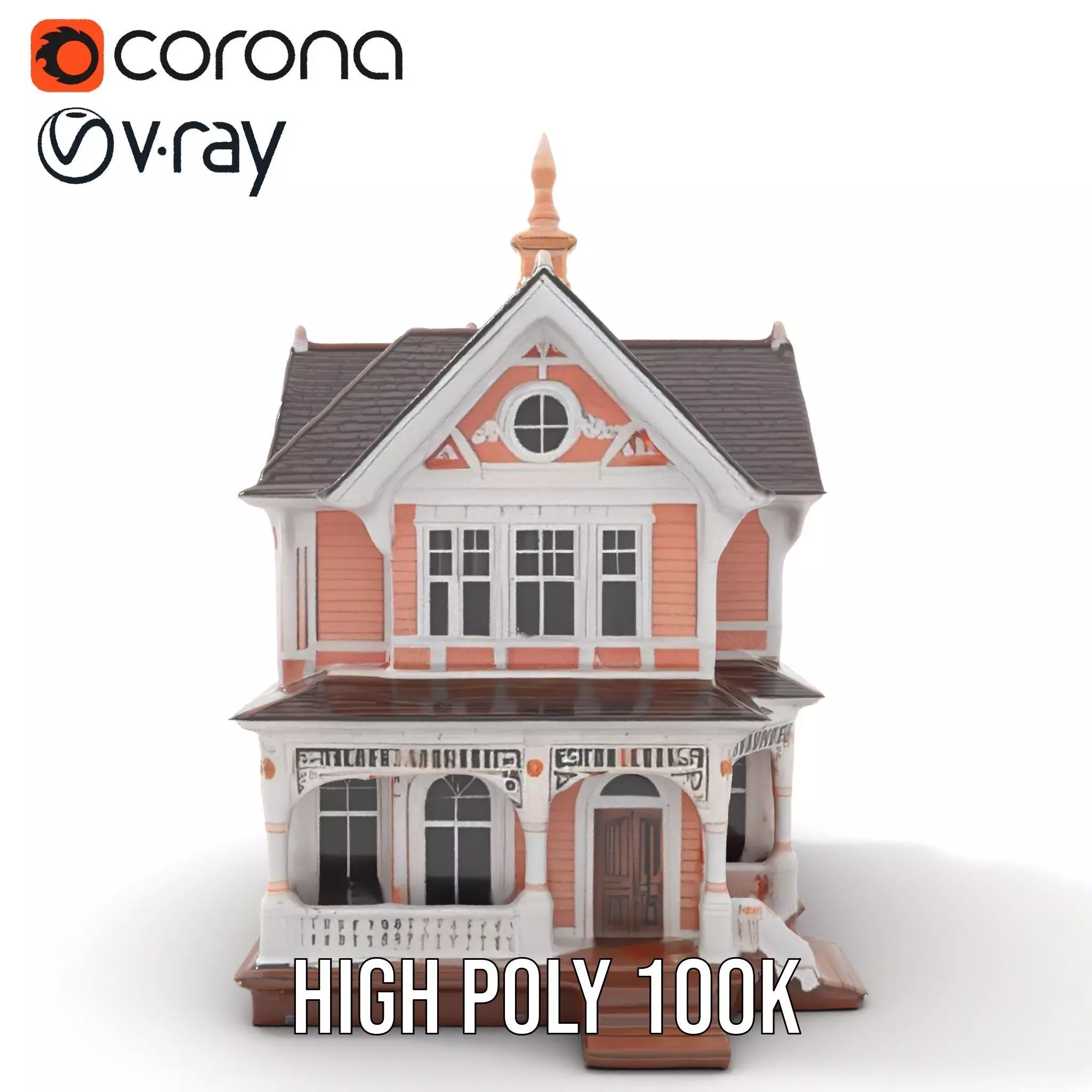 Victorian Peach House model pack Low-poly 3D model_16