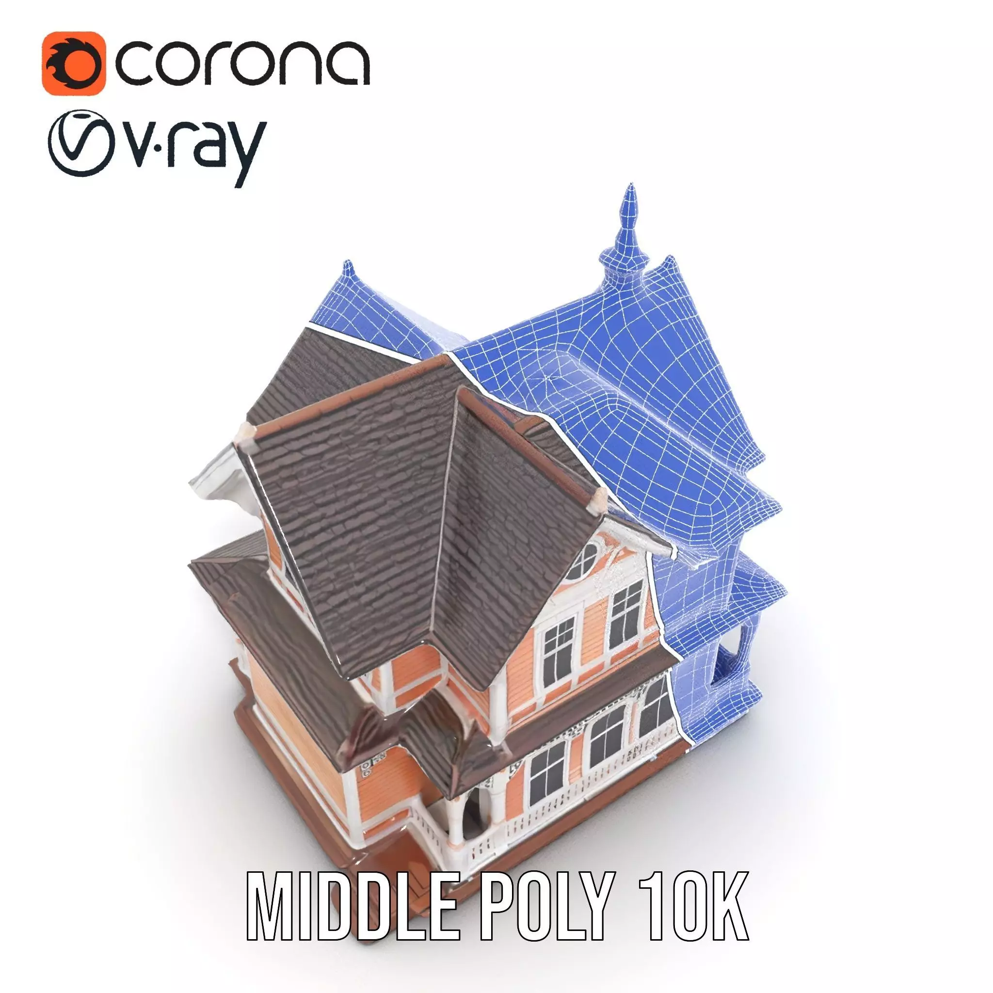 Victorian Peach House model pack Low-poly 3D model_14