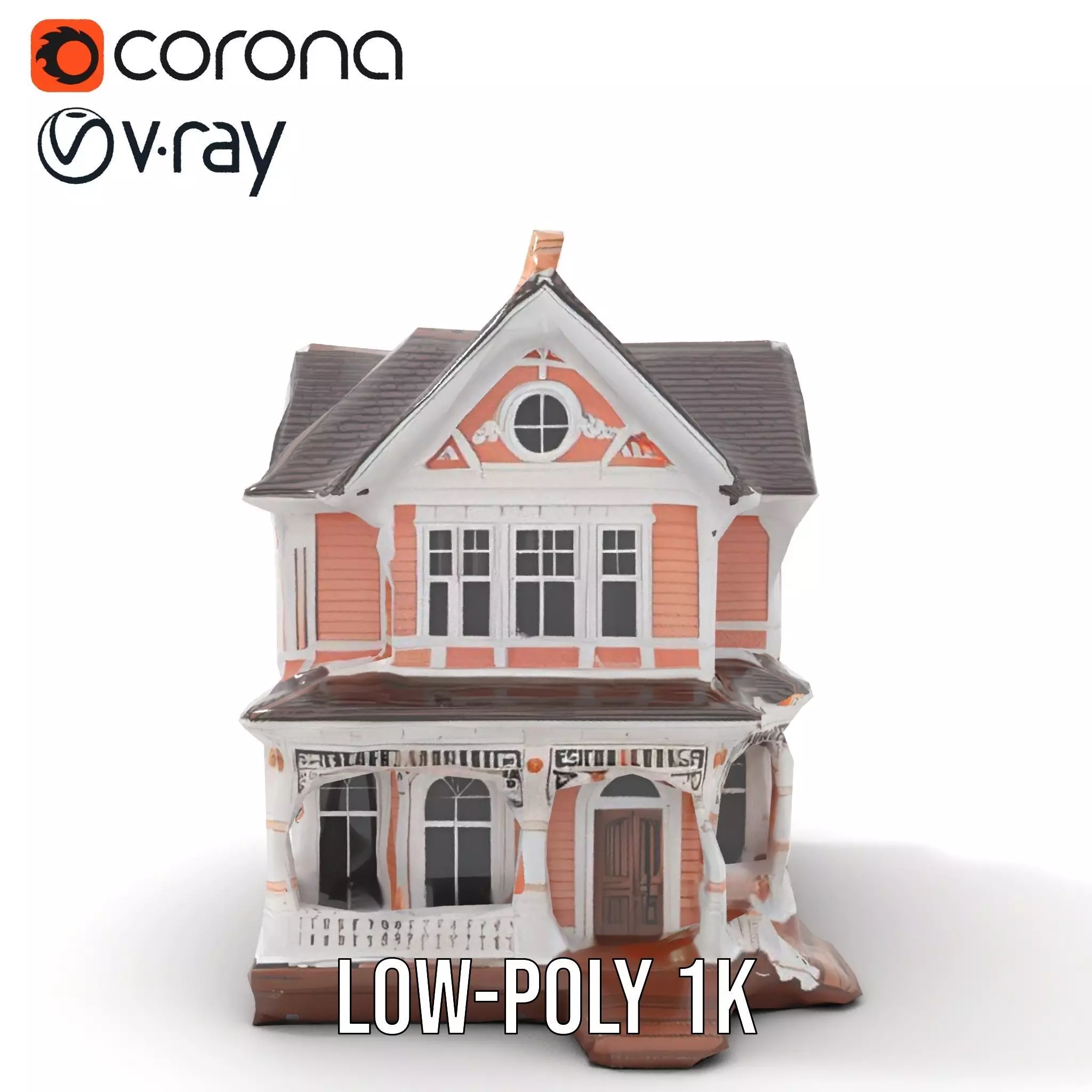 Victorian Peach House model pack Low-poly 3D model_23