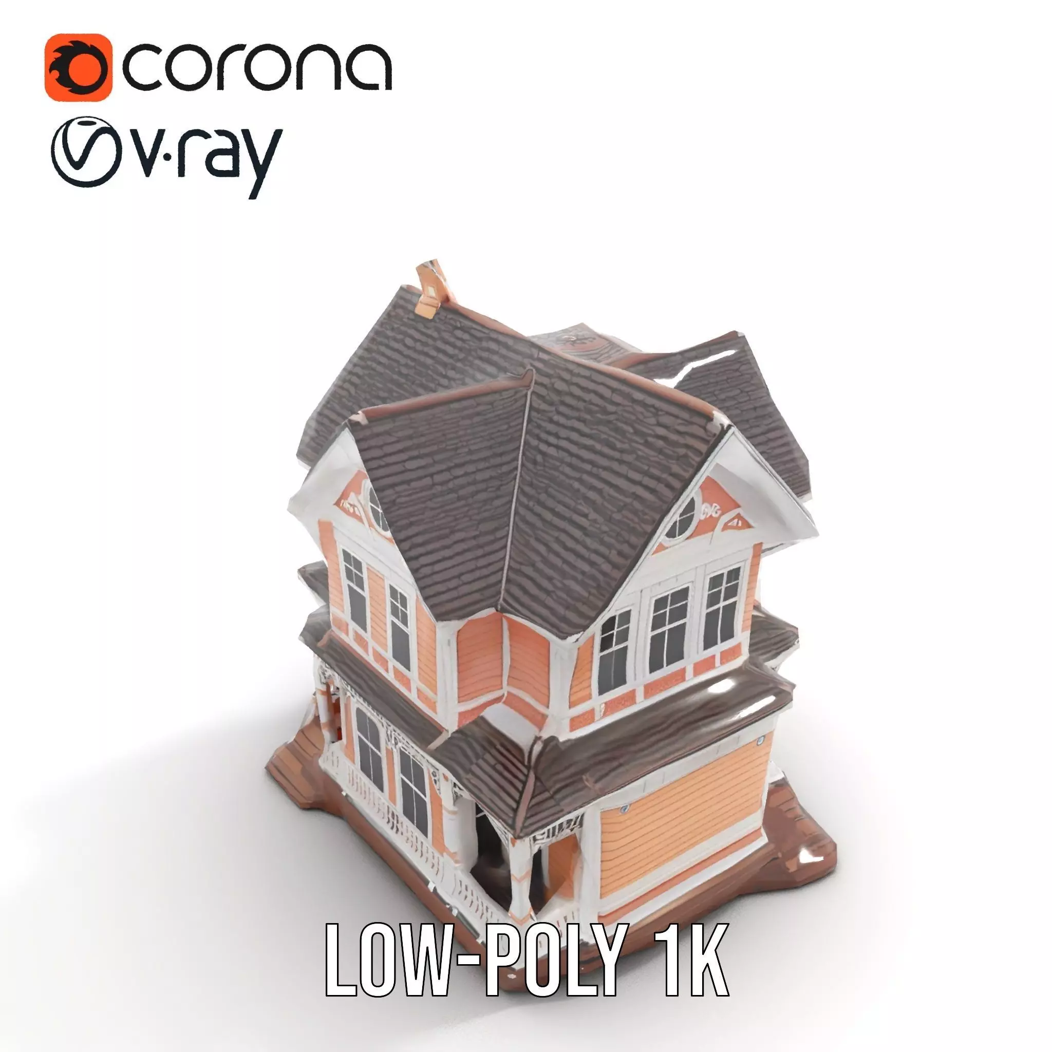 Victorian Peach House model pack Low-poly 3D model_13
