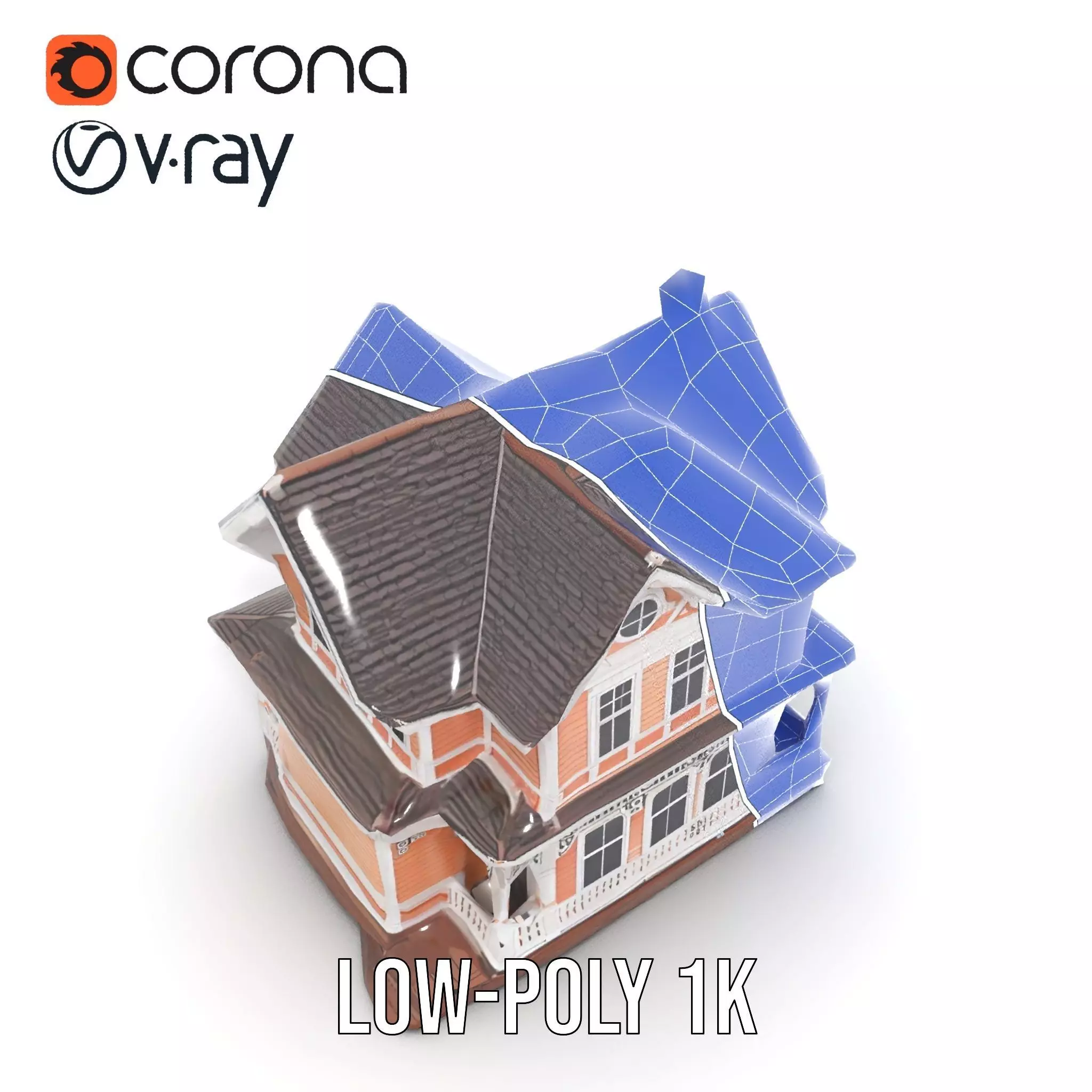 Victorian Peach House model pack Low-poly 3D model_31