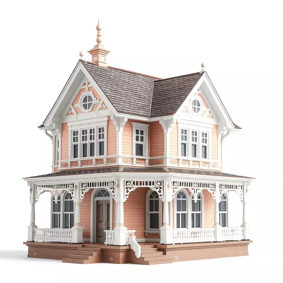 Victorian Peach House model pack Low-poly 3D model_3