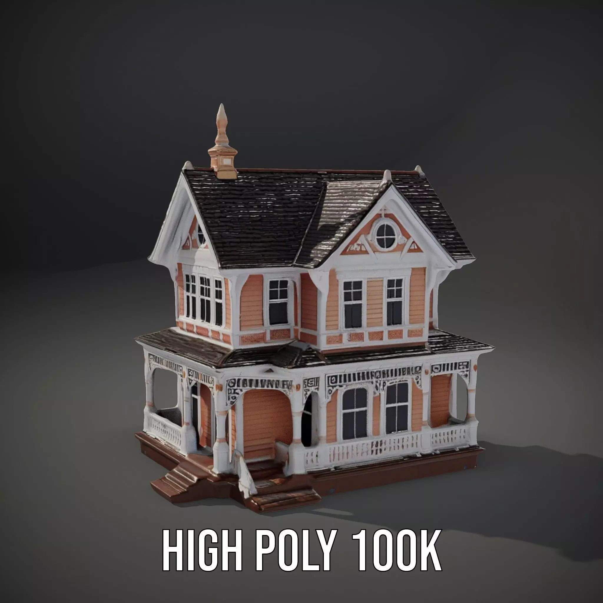 Victorian Peach House model pack Low-poly 3D model_9