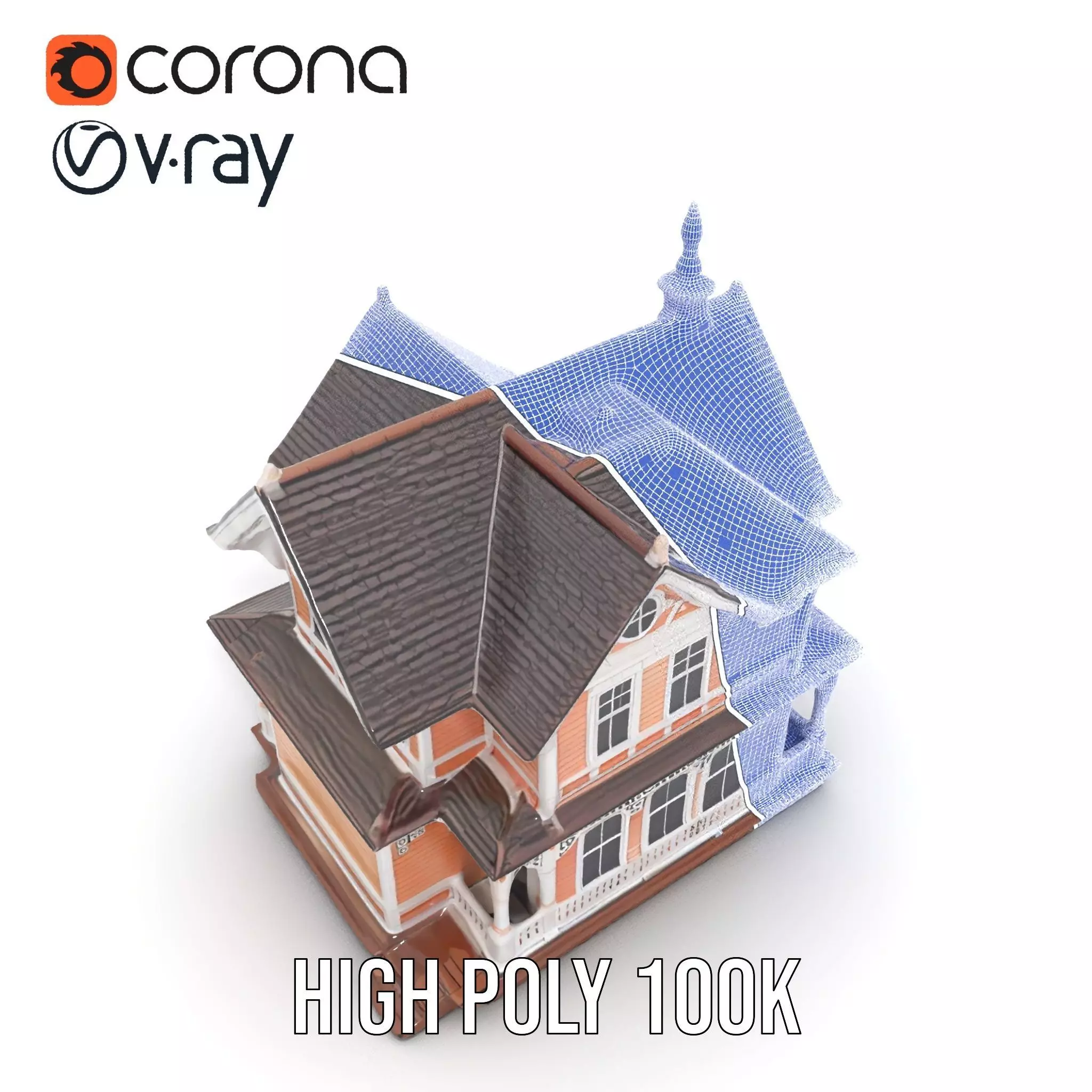 Victorian Peach House model pack Low-poly 3D model_29