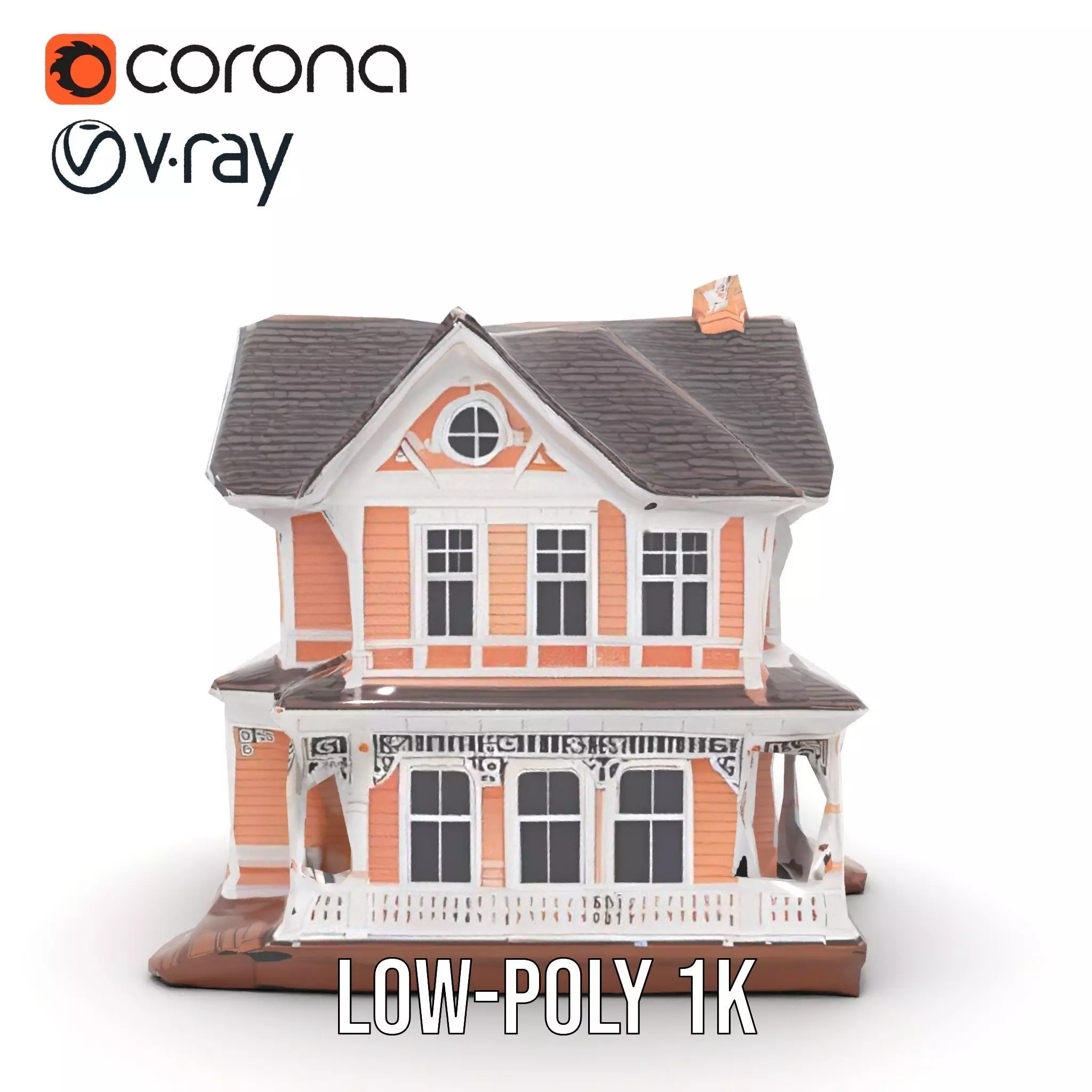 Victorian Peach House model pack Low-poly 3D model_8