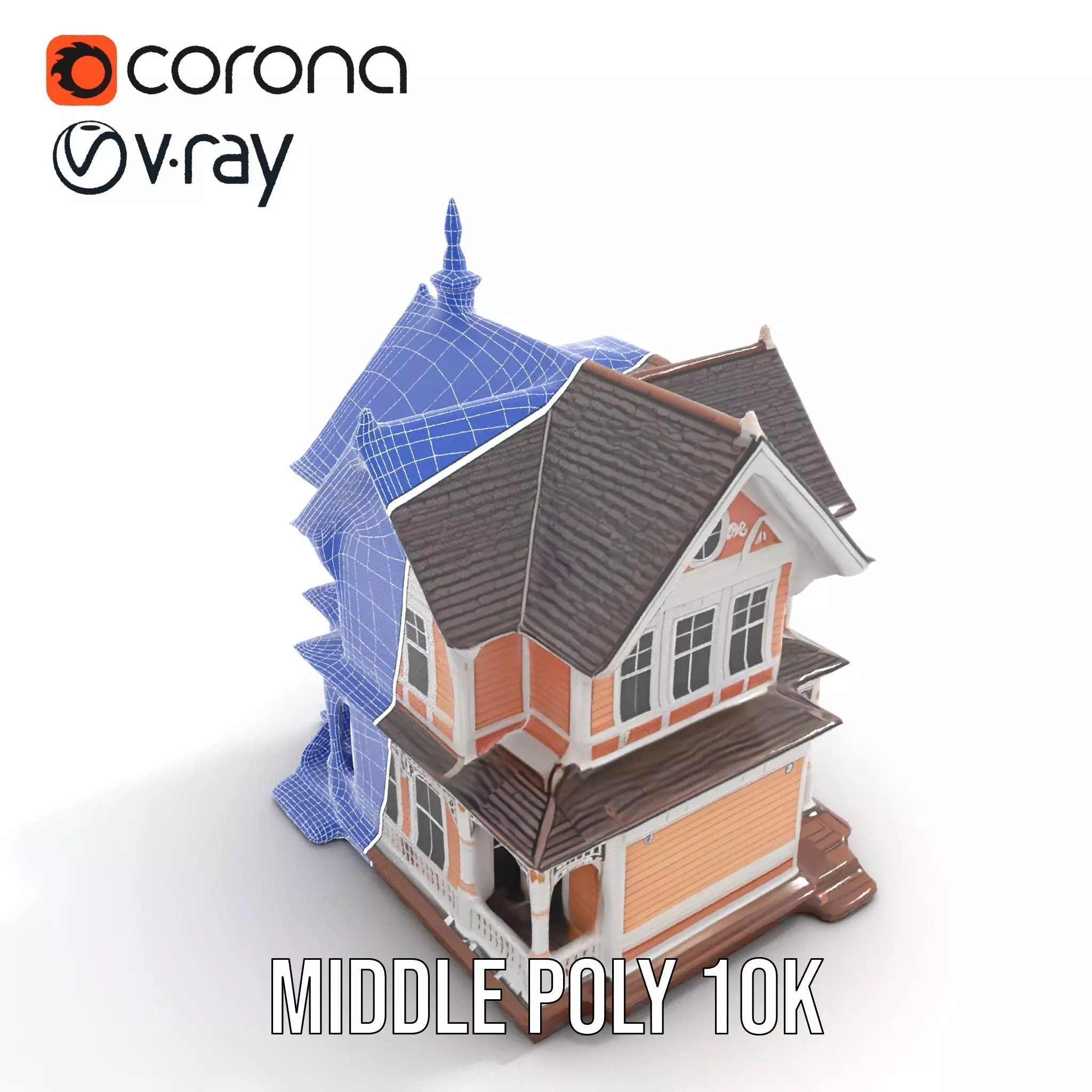 Victorian Peach House model pack Low-poly 3D model_19