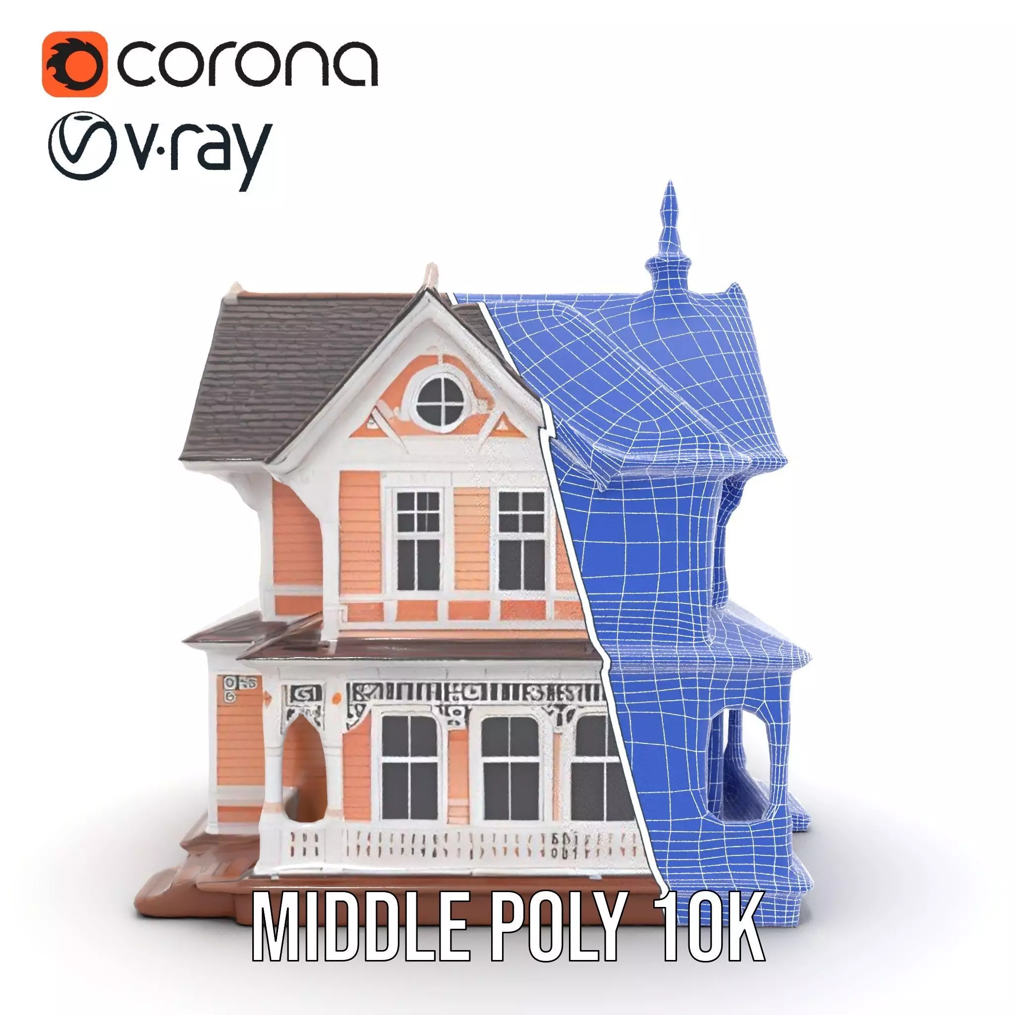 Victorian Peach House model pack Low-poly 3D model_27