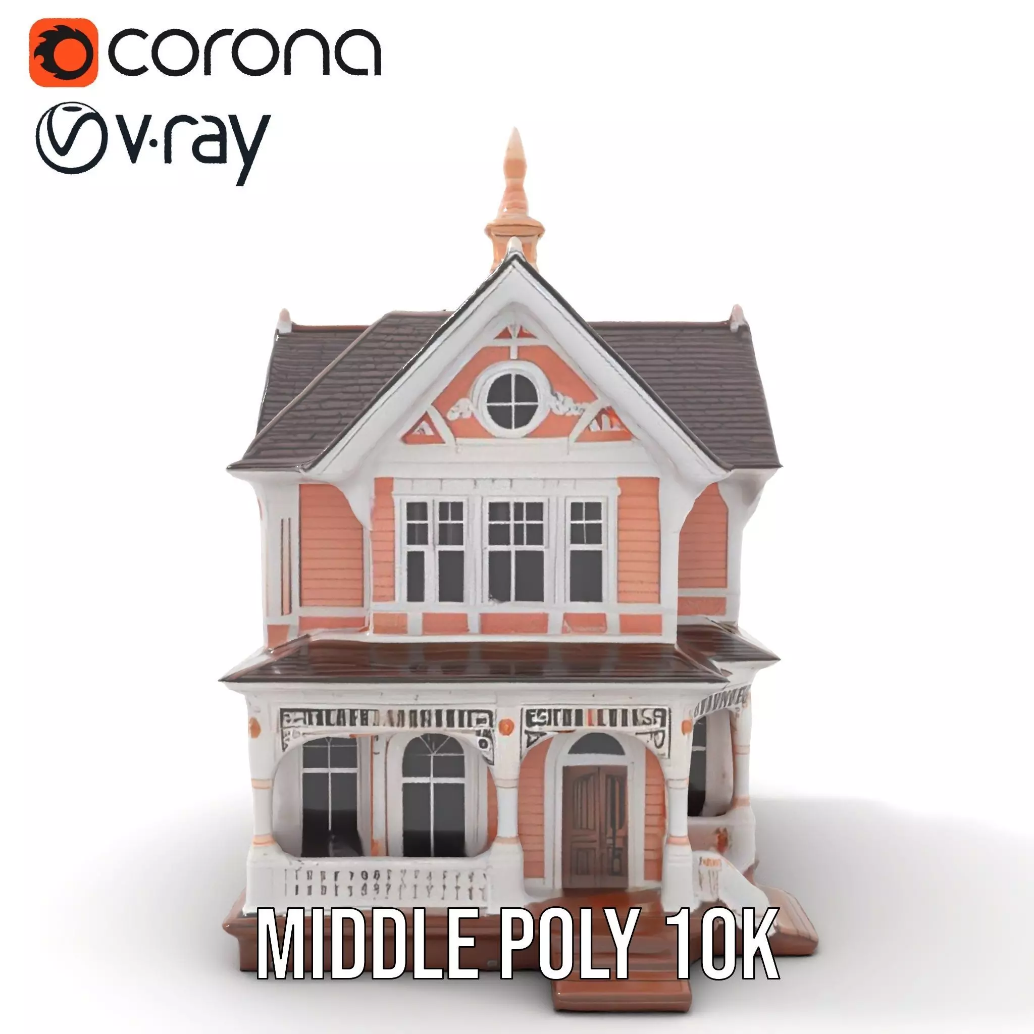 Victorian Peach House model pack Low-poly 3D model_17