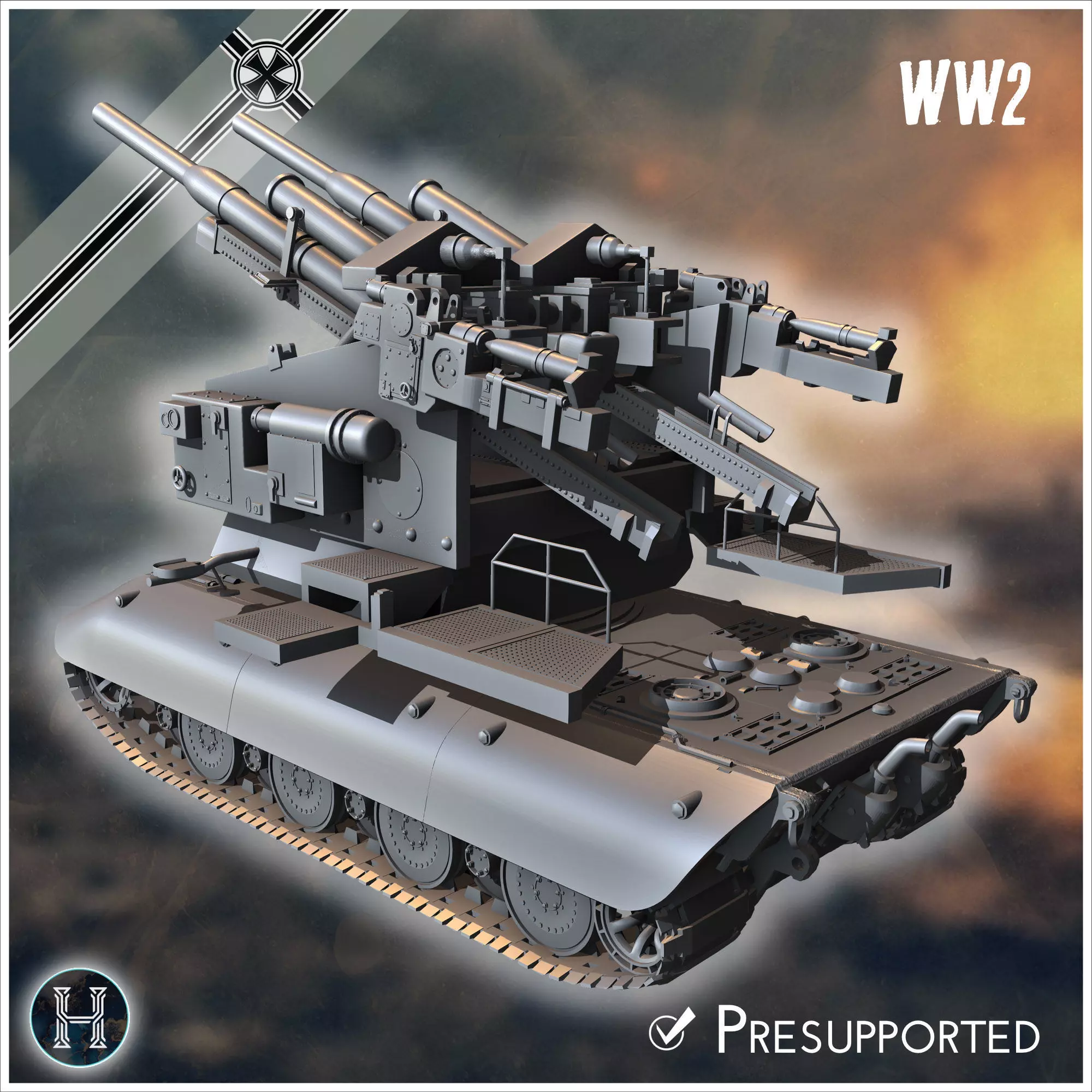 E-100 Waffentrager Flakzwilling 40 128mm Entwicklung self-propel 3D print model_2