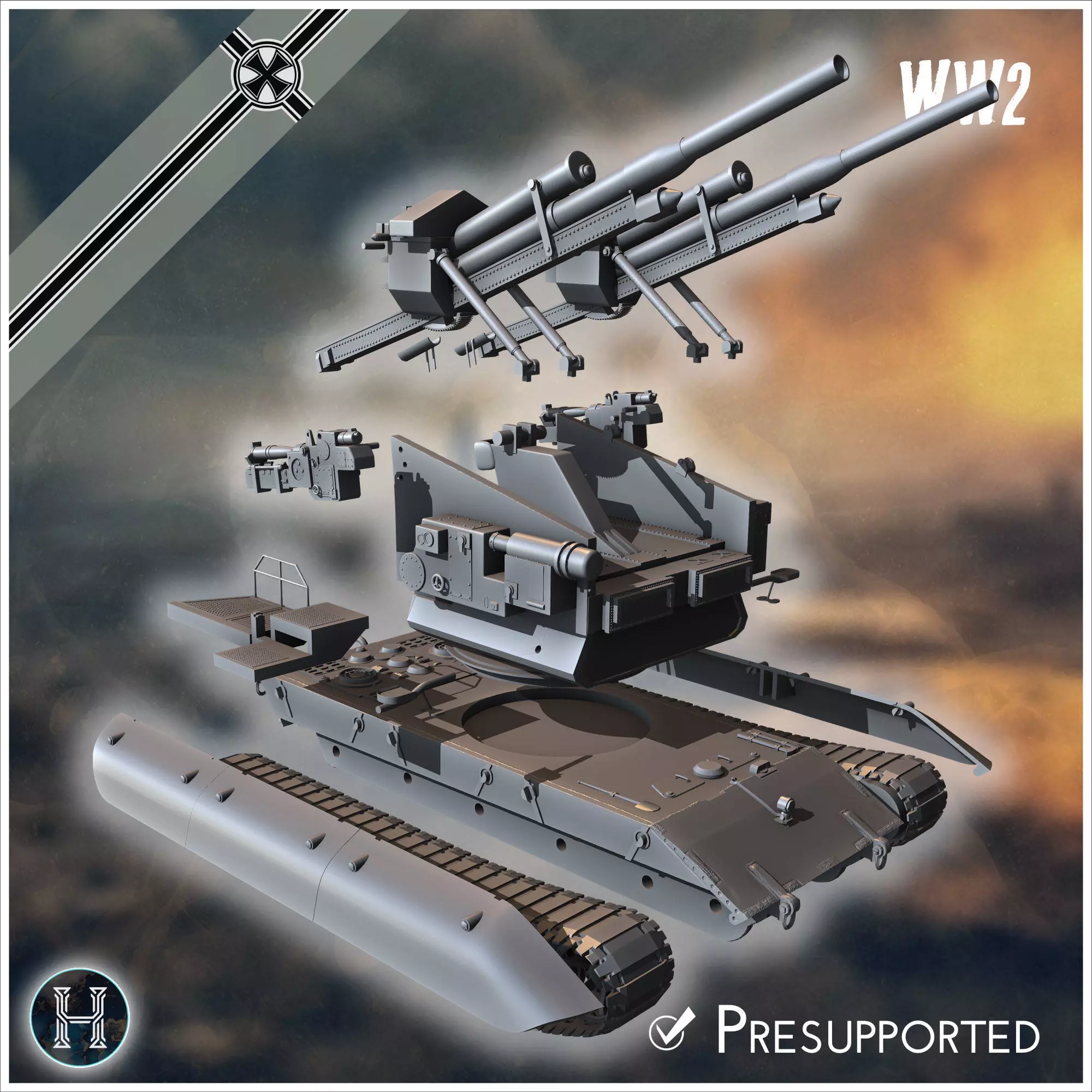 E-100 Waffentrager Flakzwilling 40 128mm Entwicklung self-propel 3D print model_15