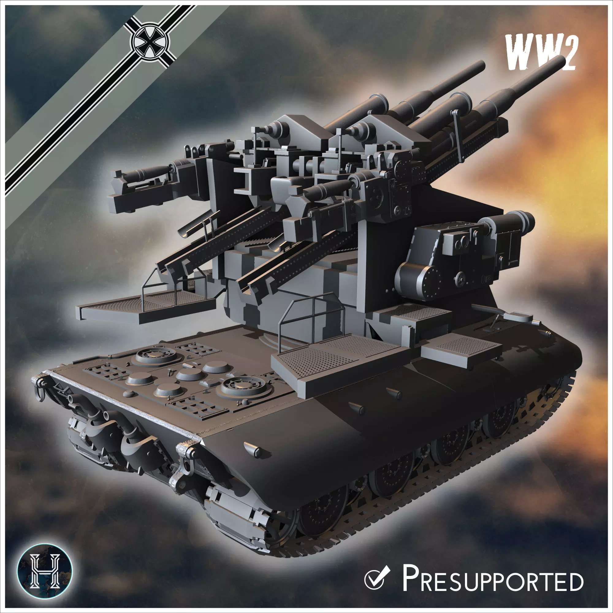 E-100 Waffentrager Flakzwilling 40 128mm Entwicklung self-propel 3D print model_20