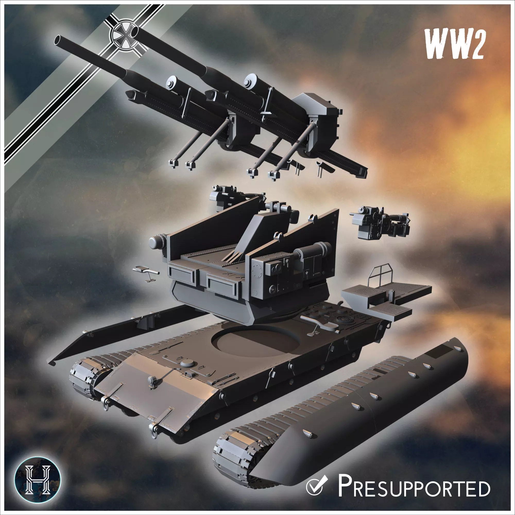 E-100 Waffentrager Flakzwilling 40 128mm Entwicklung self-propel 3D print model_9