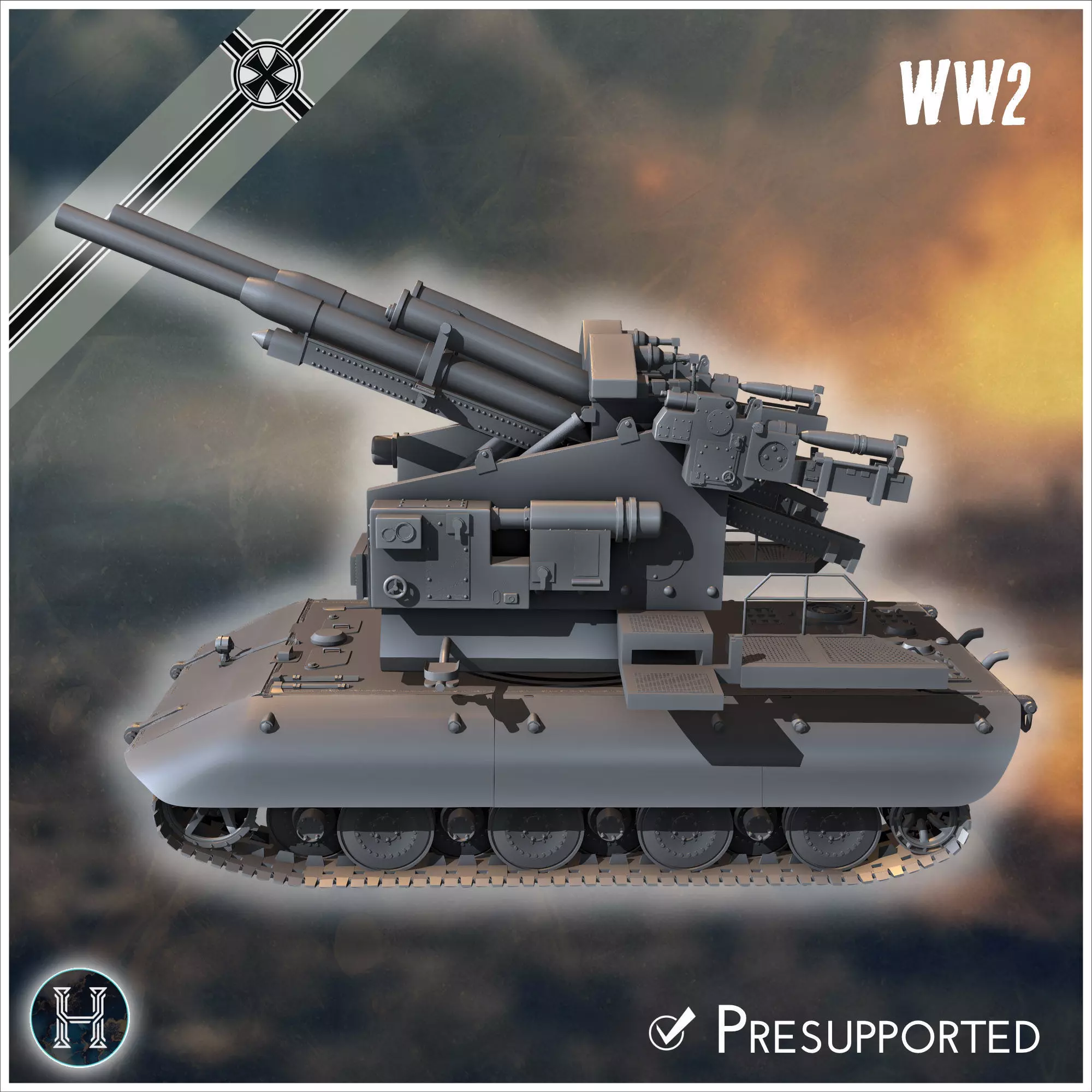 E-100 Waffentrager Flakzwilling 40 128mm Entwicklung self-propel 3D print model_5