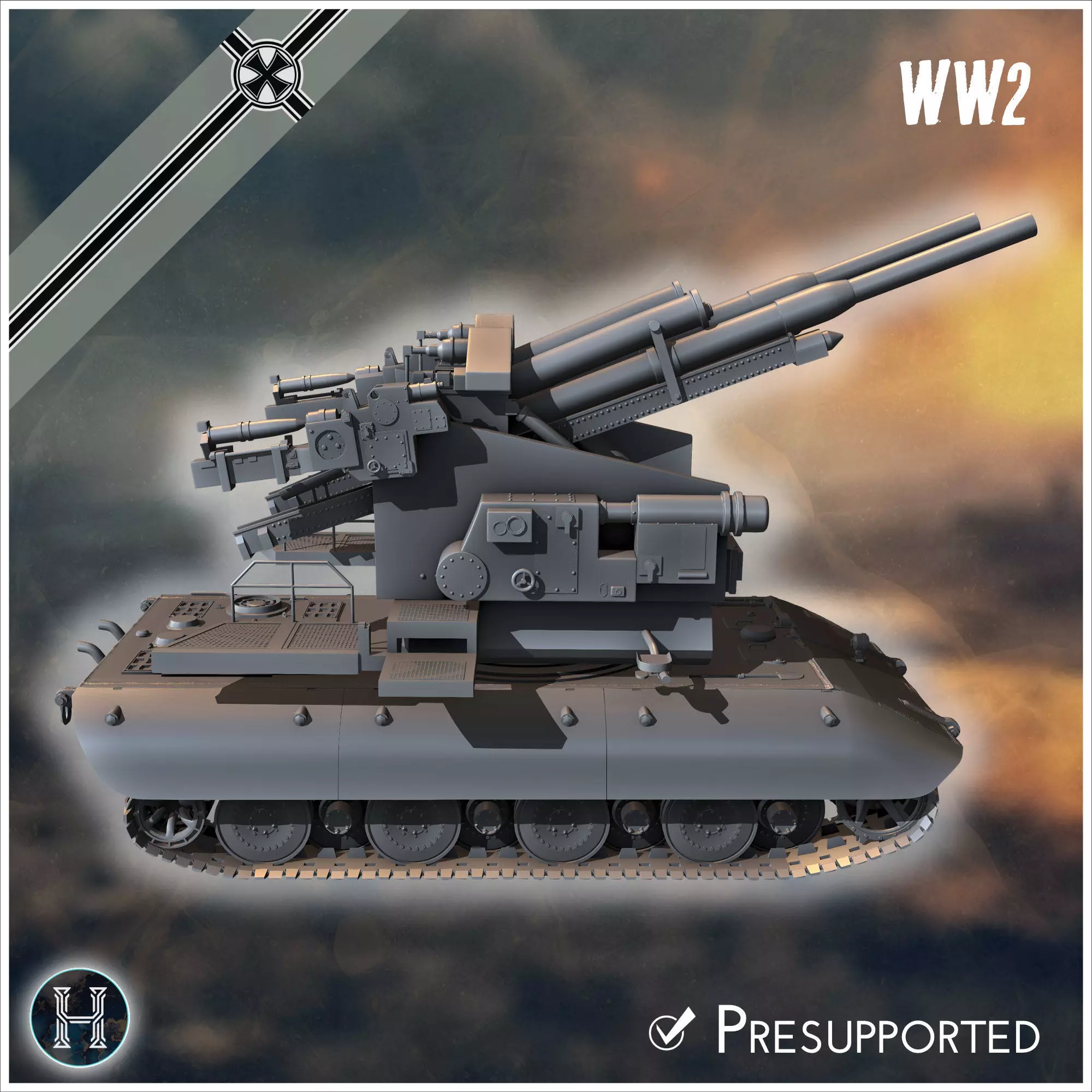 E-100 Waffentrager Flakzwilling 40 128mm Entwicklung self-propel 3D print model_17