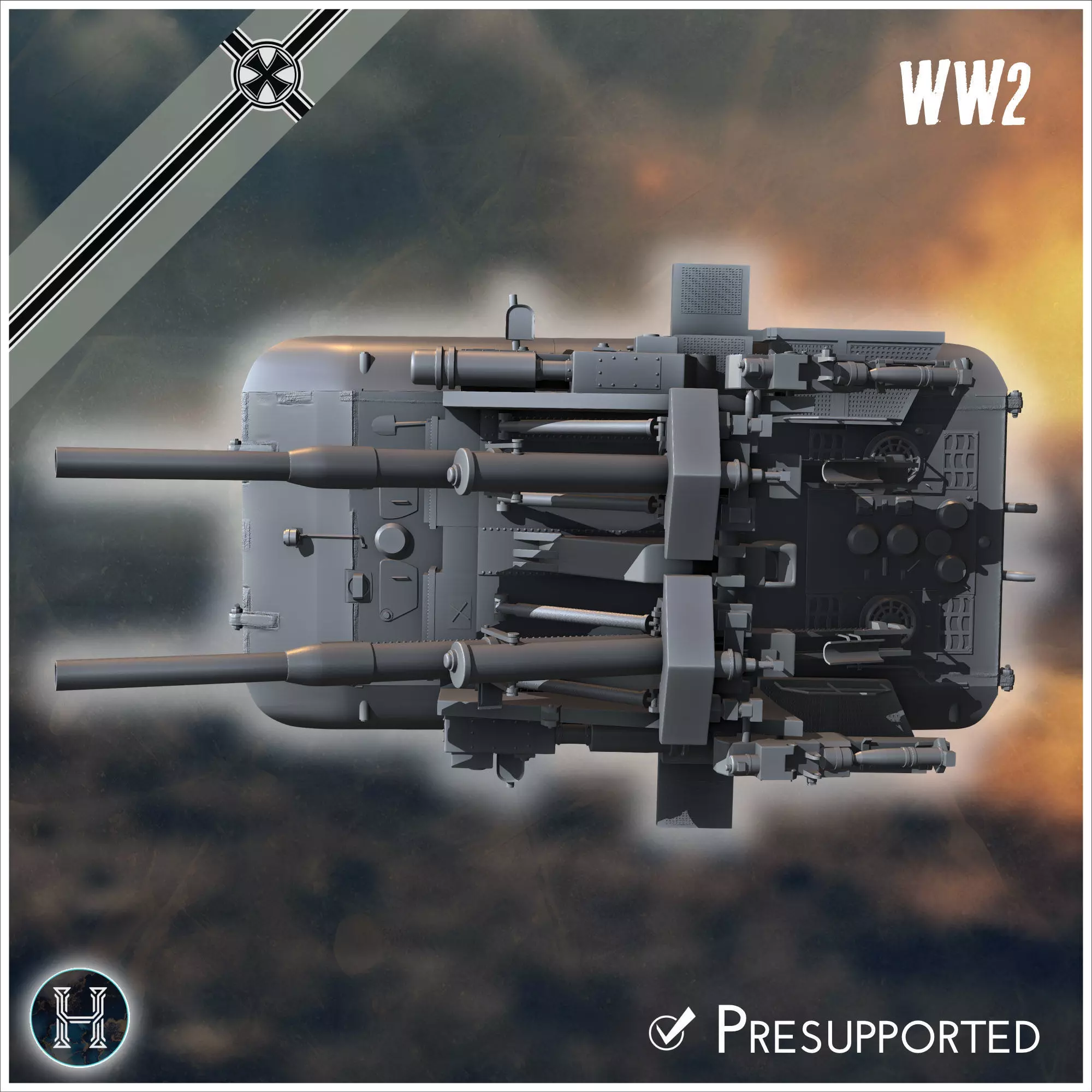 E-100 Waffentrager Flakzwilling 40 128mm Entwicklung self-propel 3D print model_3
