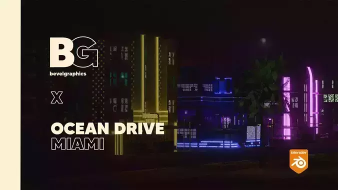 Ocean Drive - Miami Street Scene 3D model