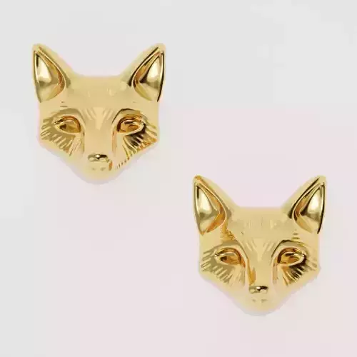 Fox Head Earrings - 3D print ready 3D print model 