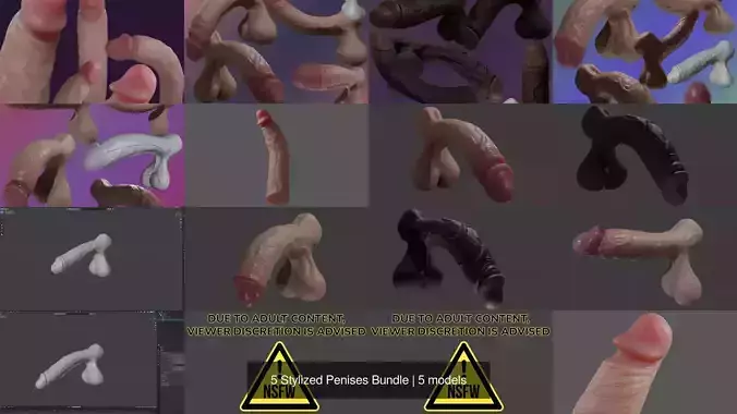 5 Stylized Penises Bundle
