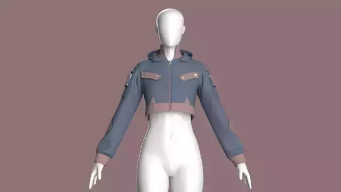 Girls Crop Hooded Jacket