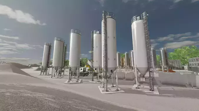 Industrial cement silo version 1 Low-poly 3D model