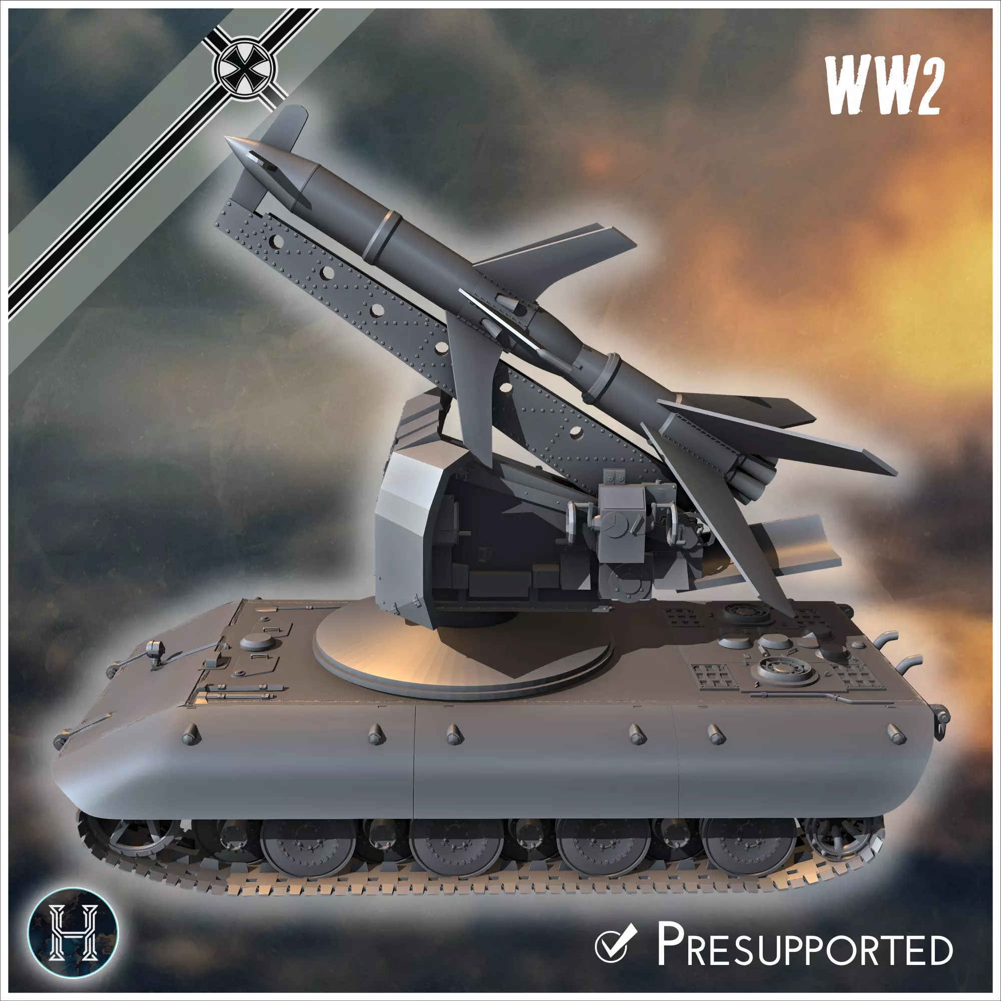 E-100 mit Raketenwerfer R-1 Rakete Entwicklung rocket artillery 3D print model_4