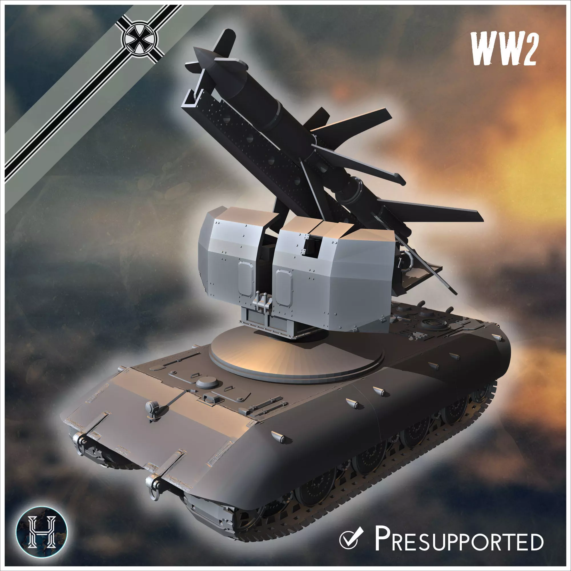 E-100 mit Raketenwerfer R-1 Rakete Entwicklung rocket artillery 3D print model_7