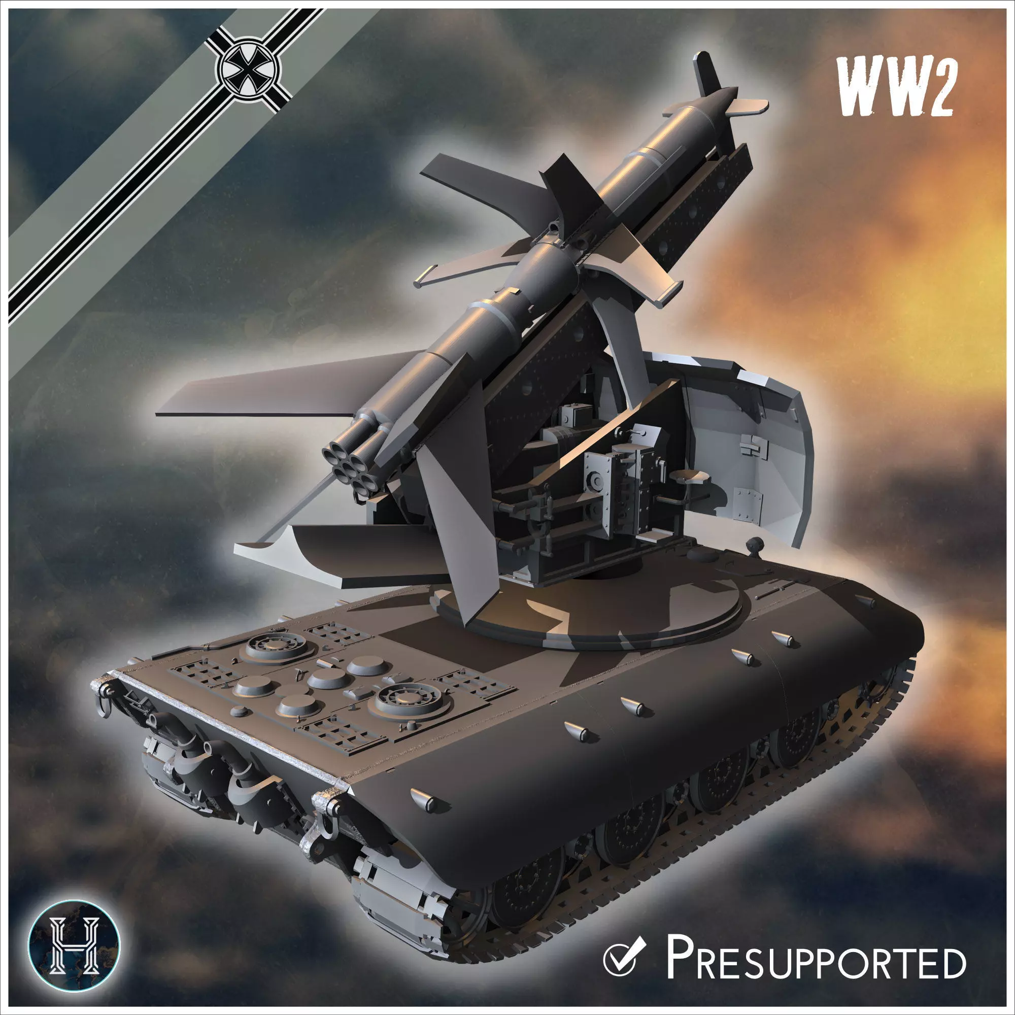 E-100 mit Raketenwerfer R-1 Rakete Entwicklung rocket artillery 3D print model_10