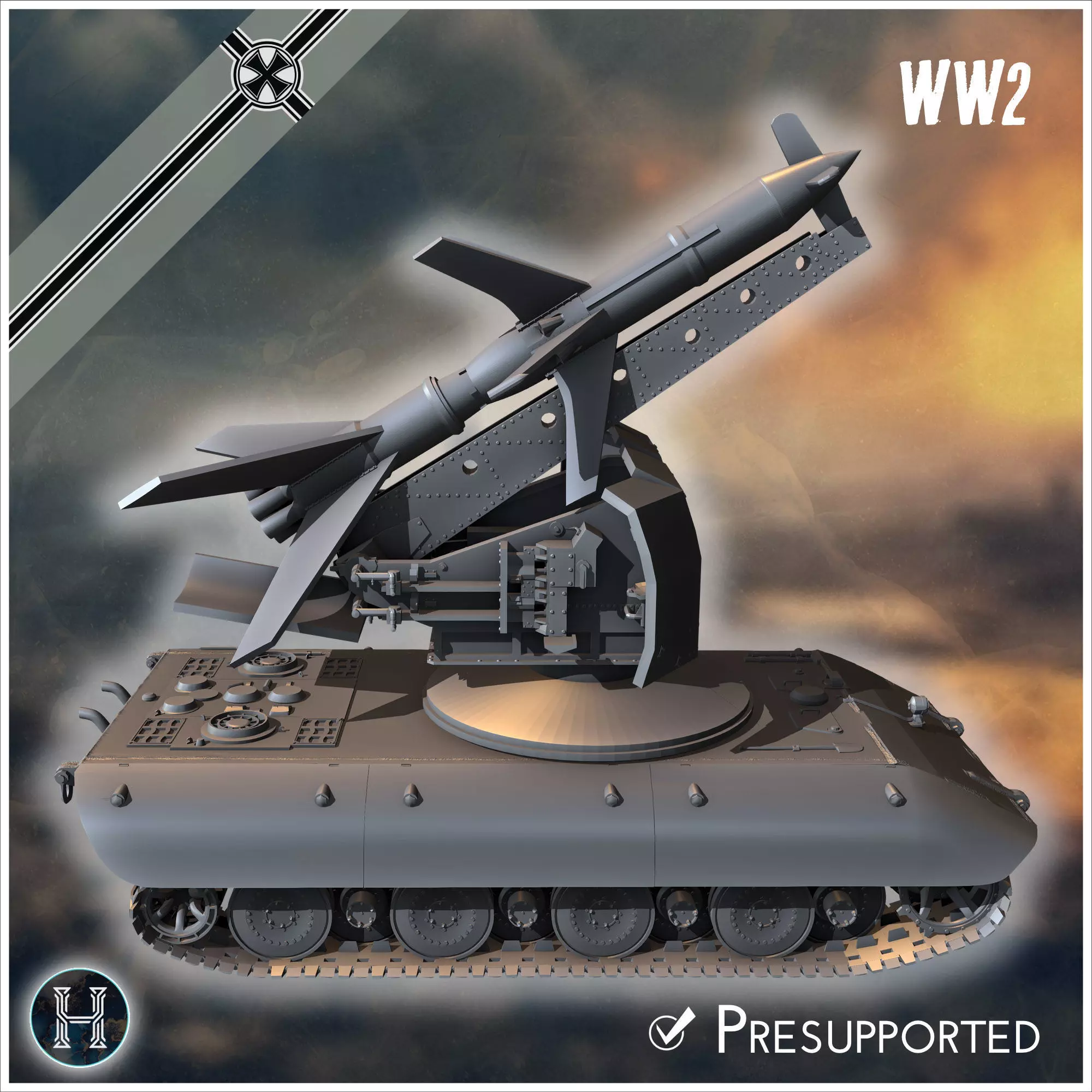 E-100 mit Raketenwerfer R-1 Rakete Entwicklung rocket artillery 3D print model_9