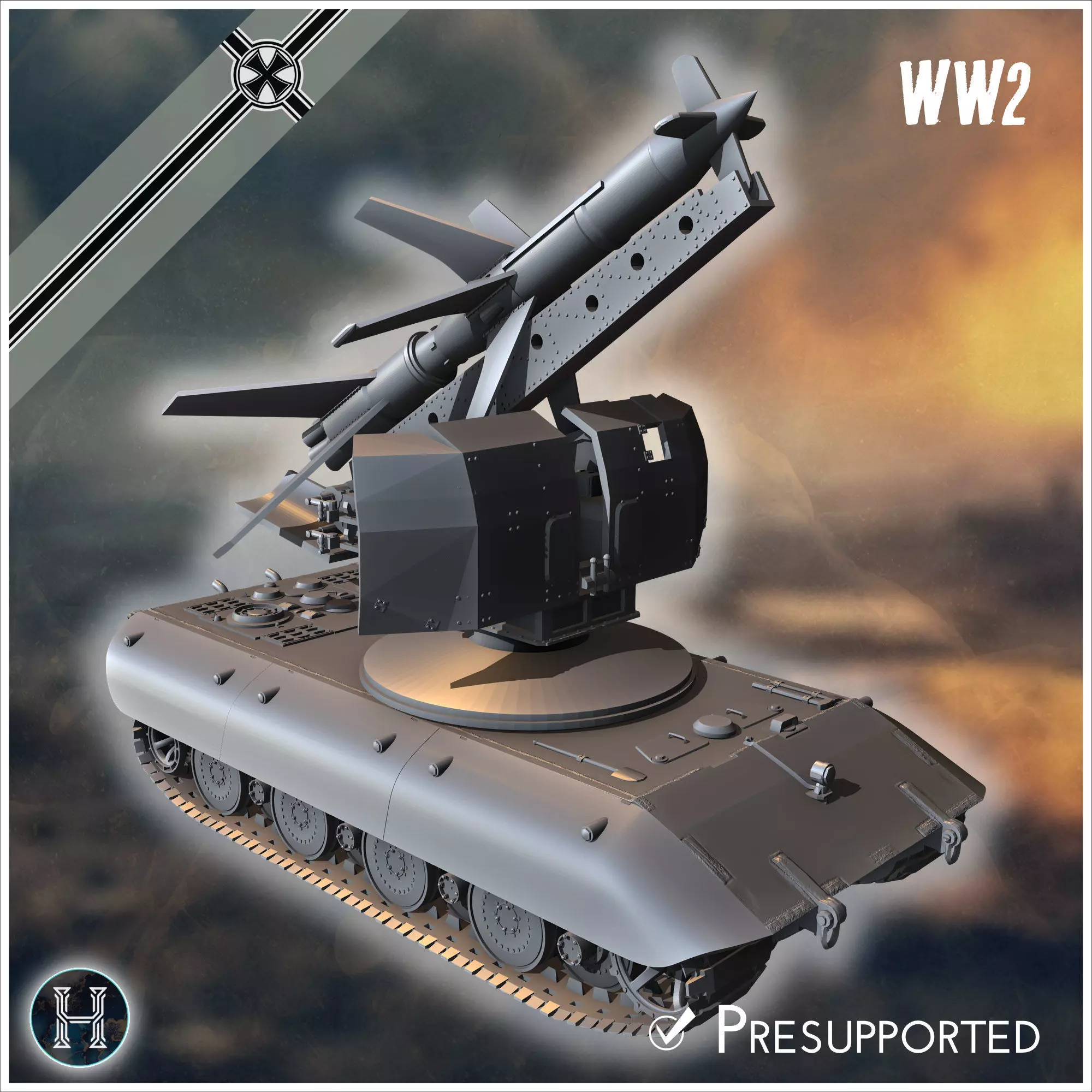 E-100 mit Raketenwerfer R-1 Rakete Entwicklung rocket artillery 3D print model_0