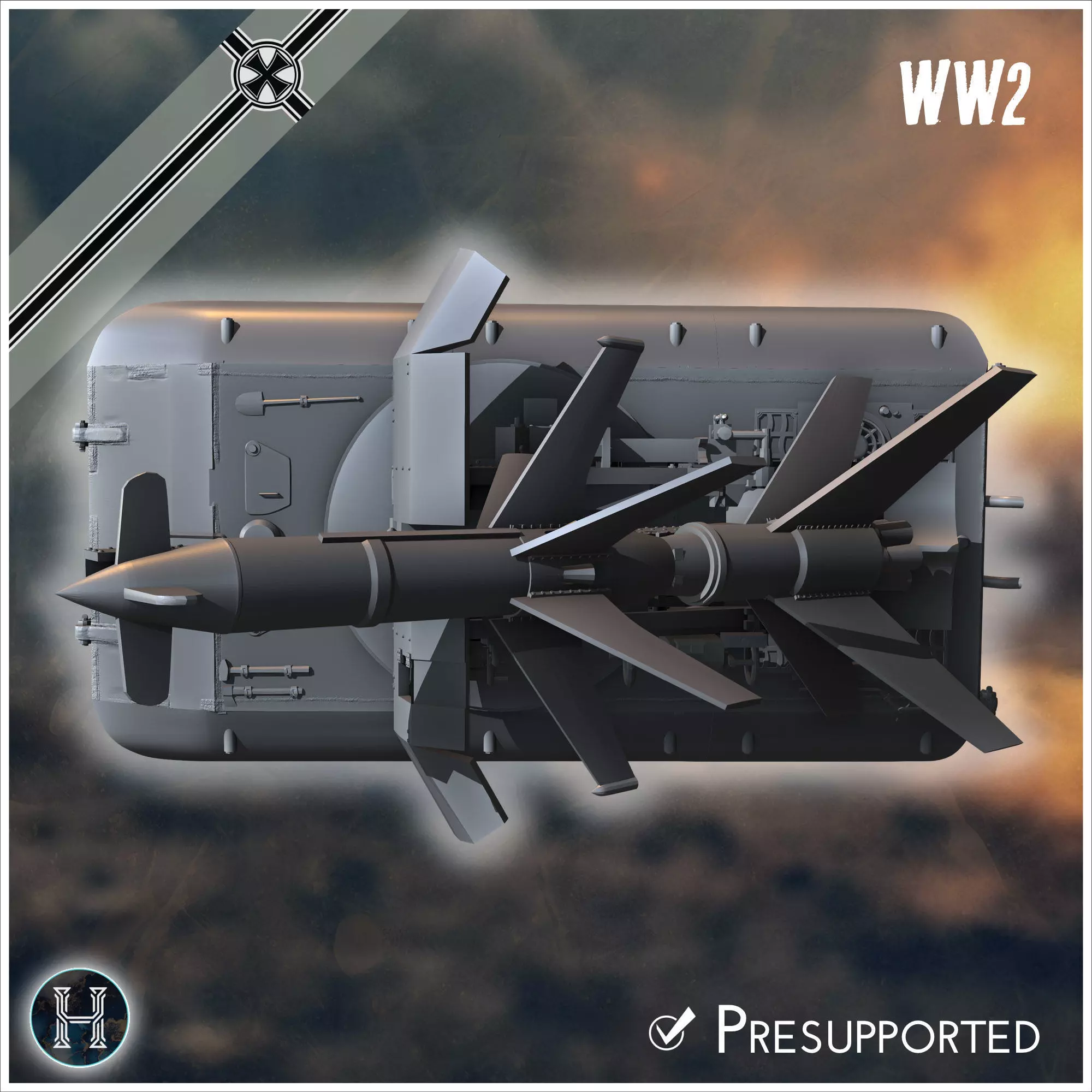 E-100 mit Raketenwerfer R-1 Rakete Entwicklung rocket artillery 3D print model_13