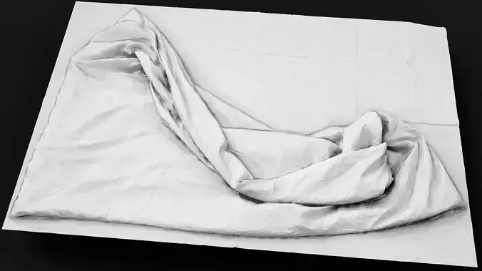 crumpled cloth bed linen detail pt4 PBR photogrammetry Low-poly 3D model