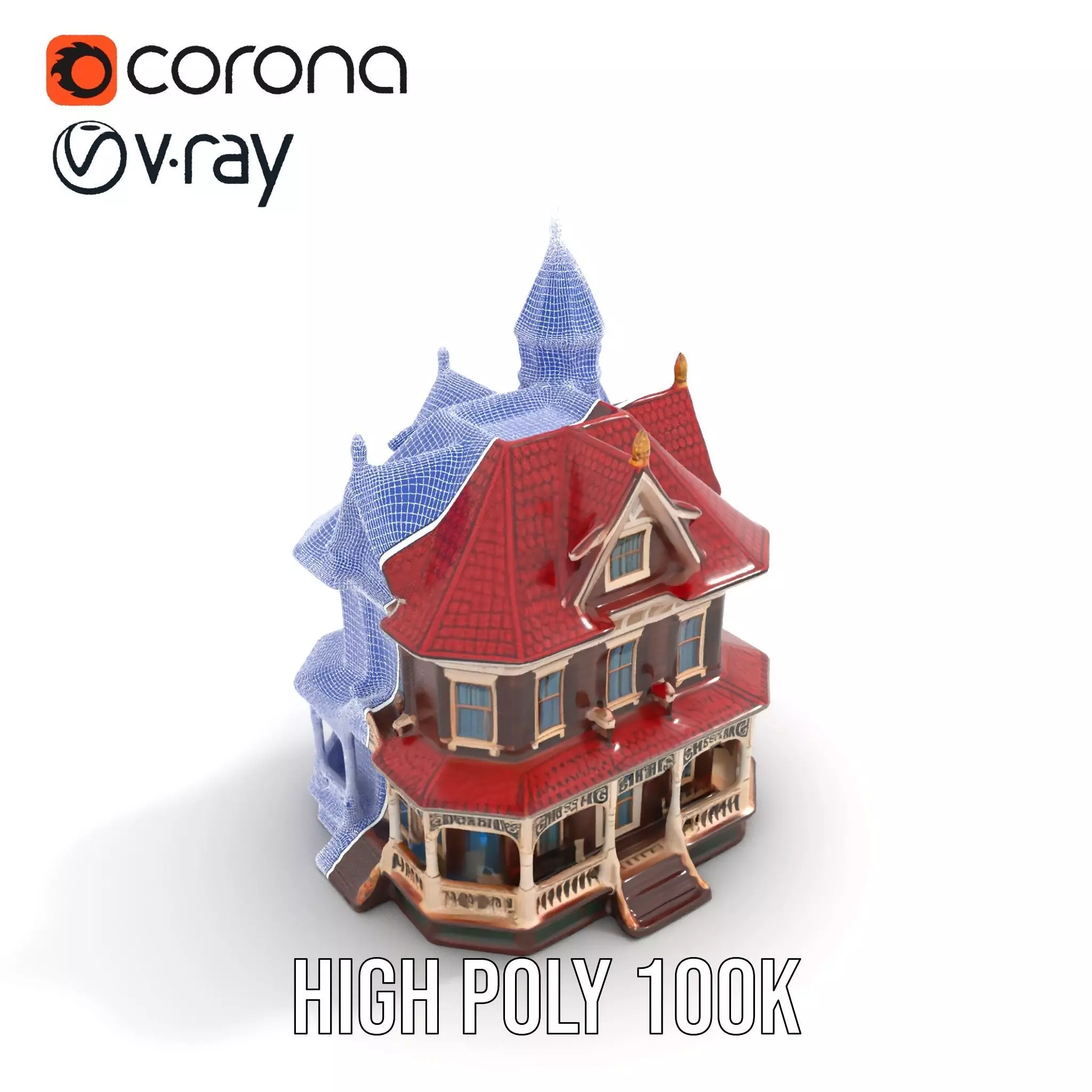 Victorian House model pack Low-poly 3D model_32